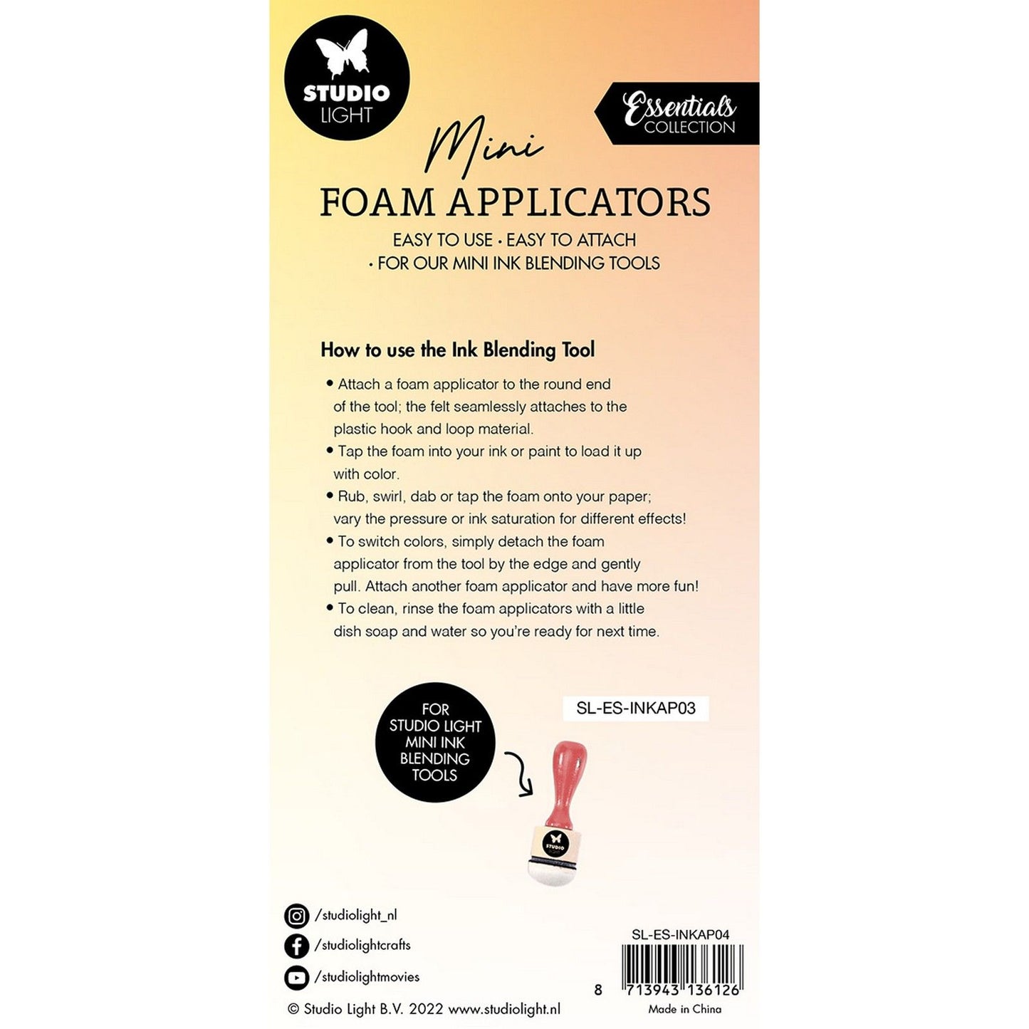 Studio light • essentials ink blending tool replacement foam pads 20mm 9stuks
