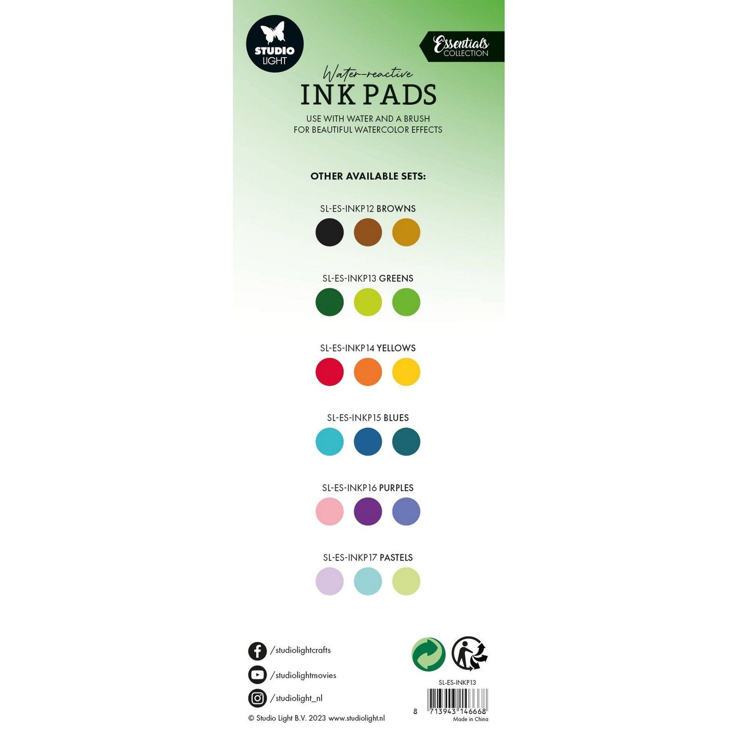 Studio light • essentials water-reactive ink pads greens