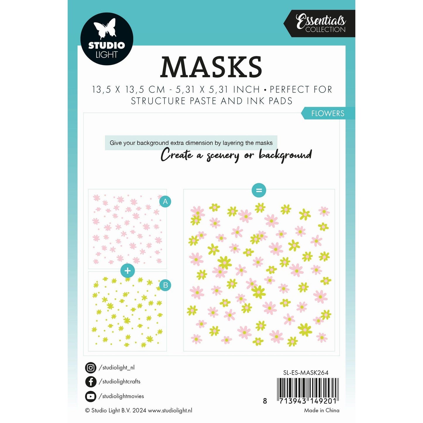 Studio light • essentials mask stencil flowers