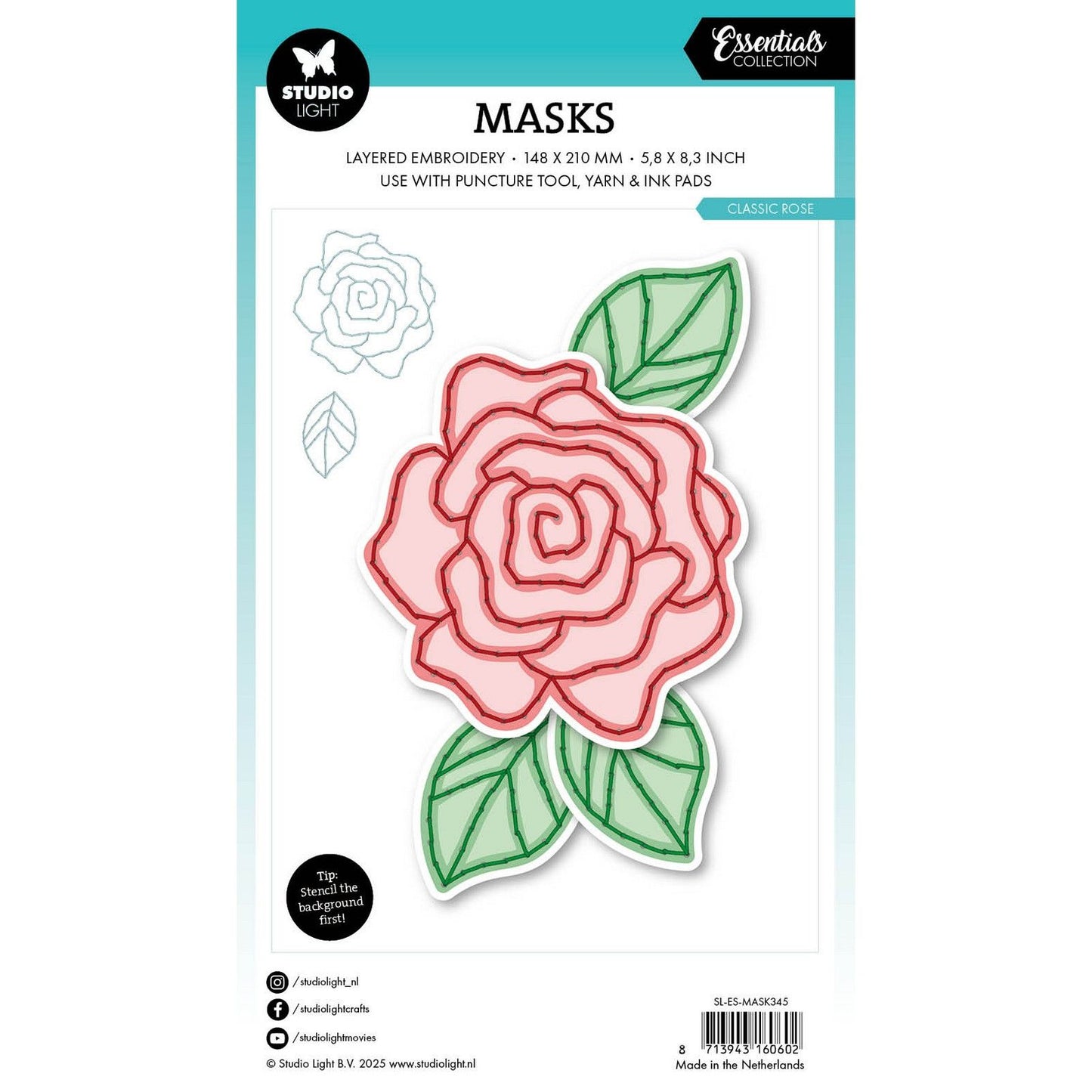 Studio light • essentials mask embroidery - classic rose