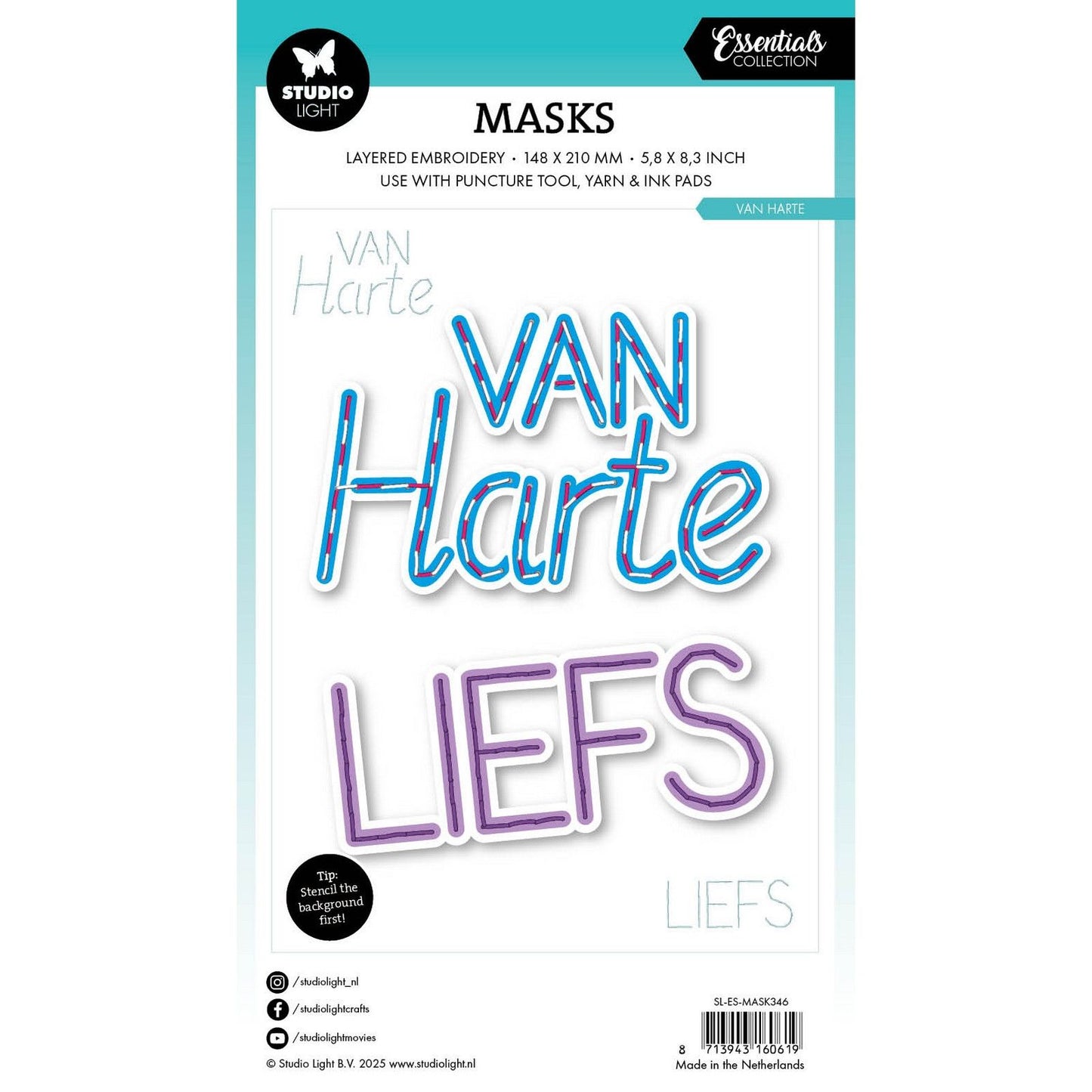 Studio light • essentials mask embroidery - van harte