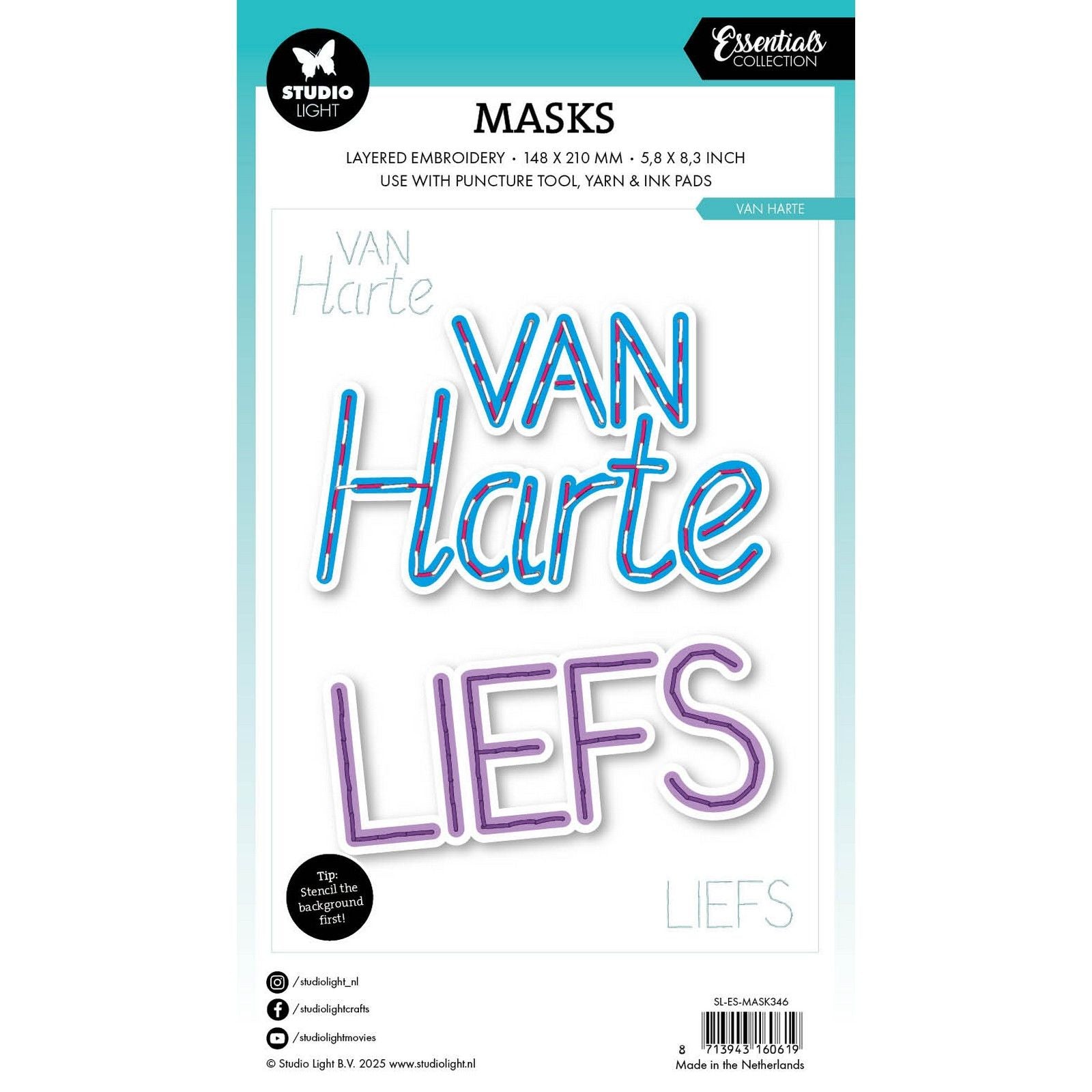 Studio light • essentials mask embroidery - van harte