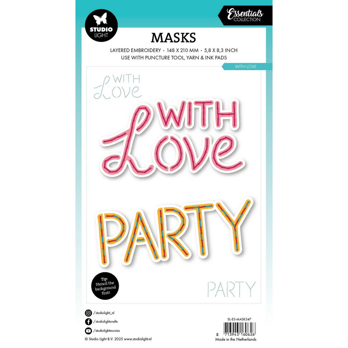 Studio light • essentials mask embroidery - with love