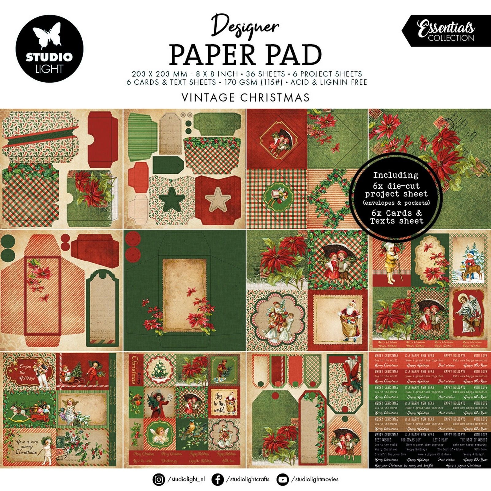Studio light • essentials mixed paper pad vintage christmas