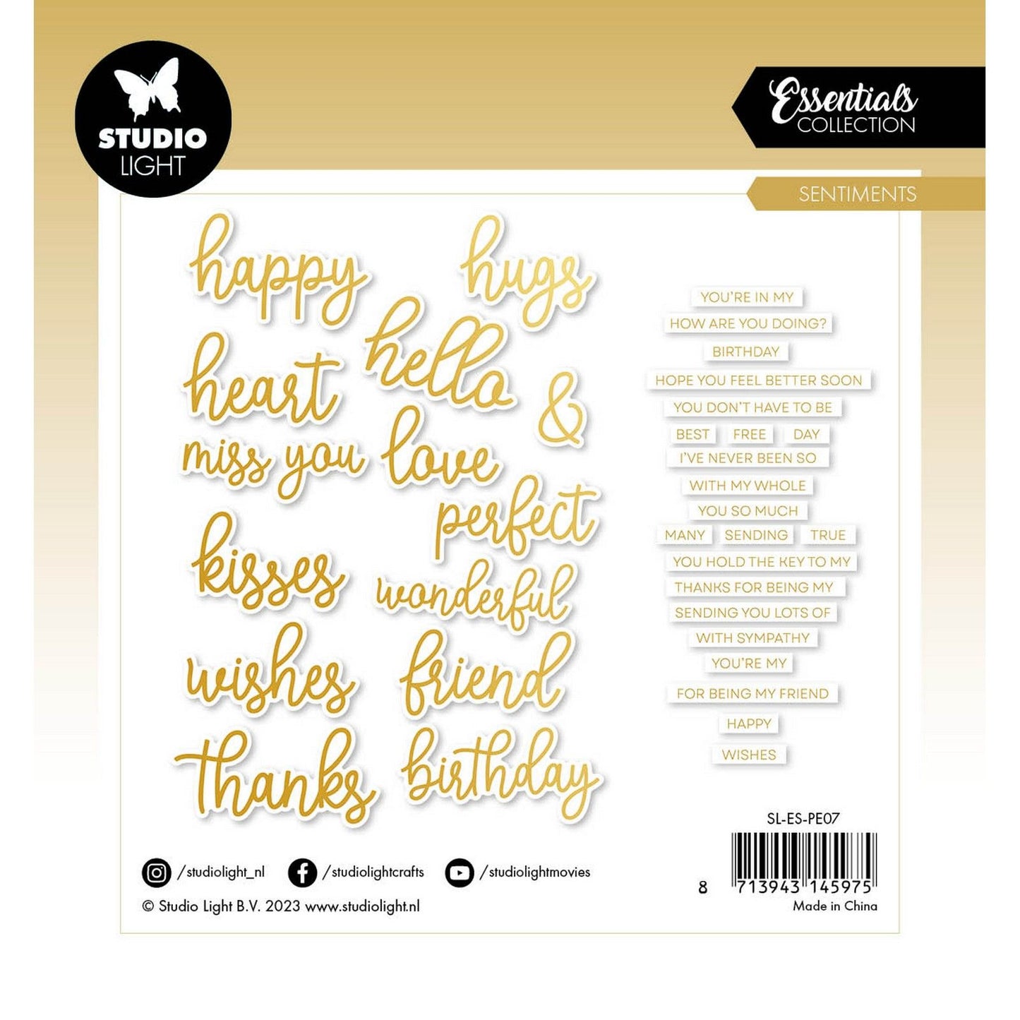 Studio light • essentials paper elements sentiments gold foil