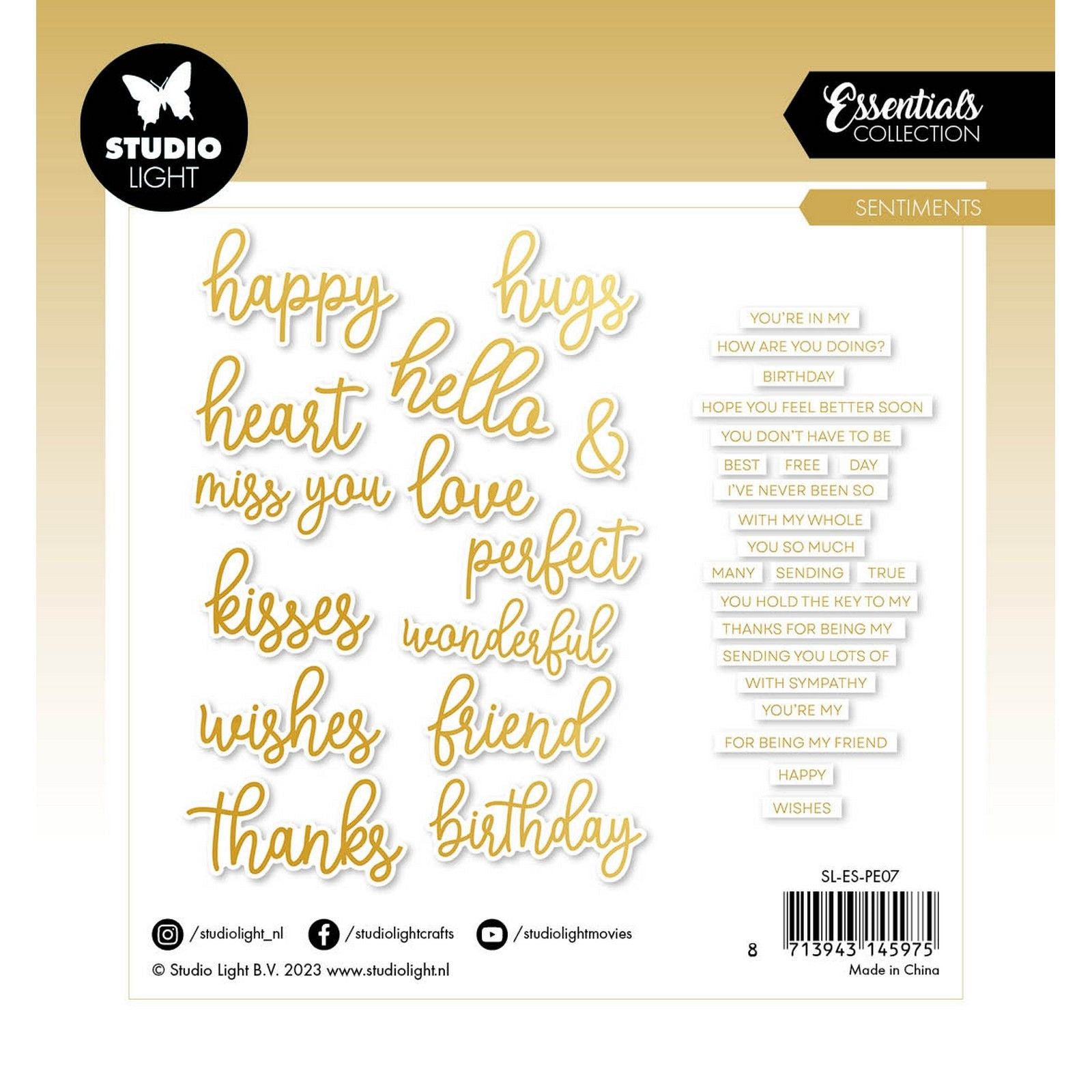 Studio light • essentials paper elements sentiments gold foil