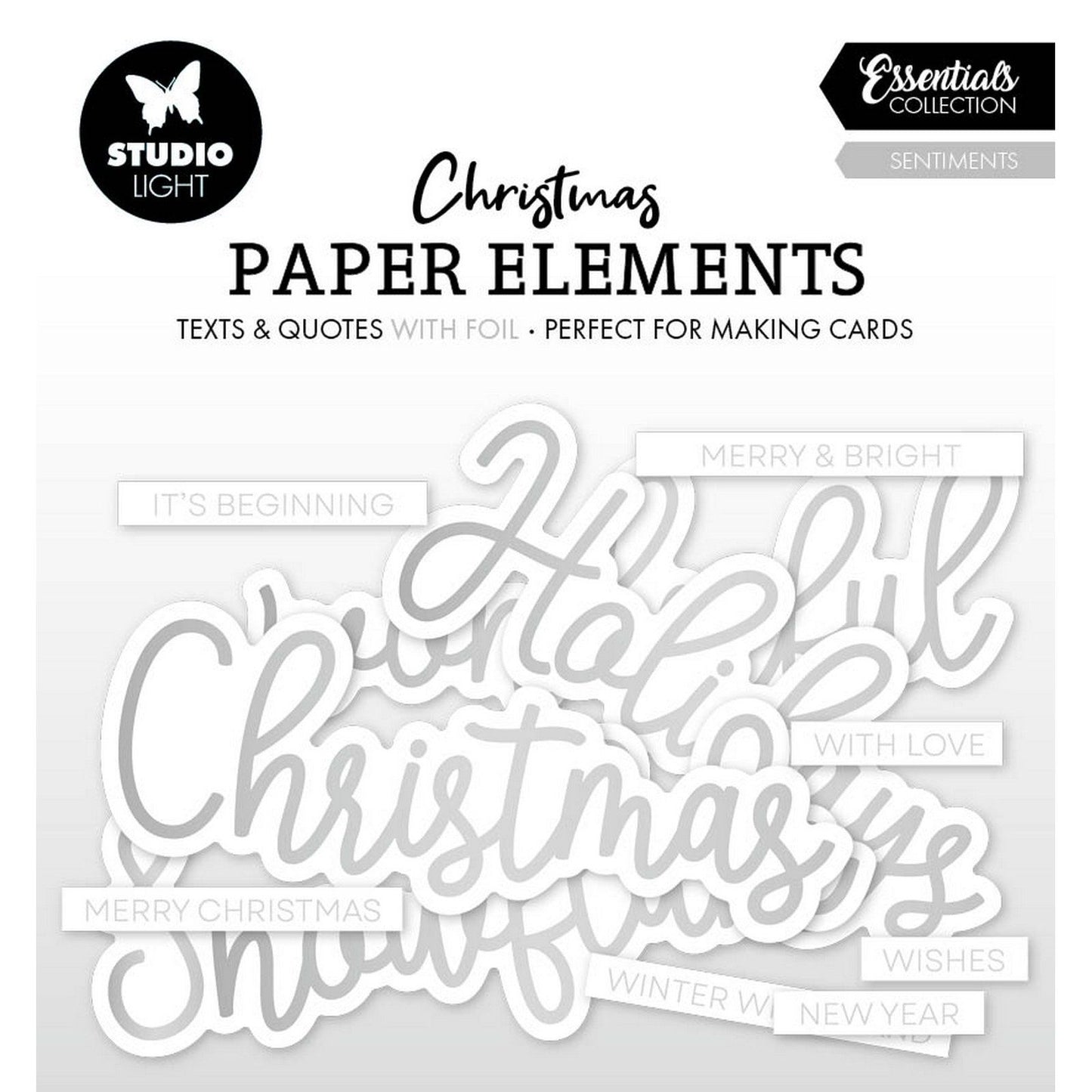 Studio light • essentials paper elements silver sentiments
