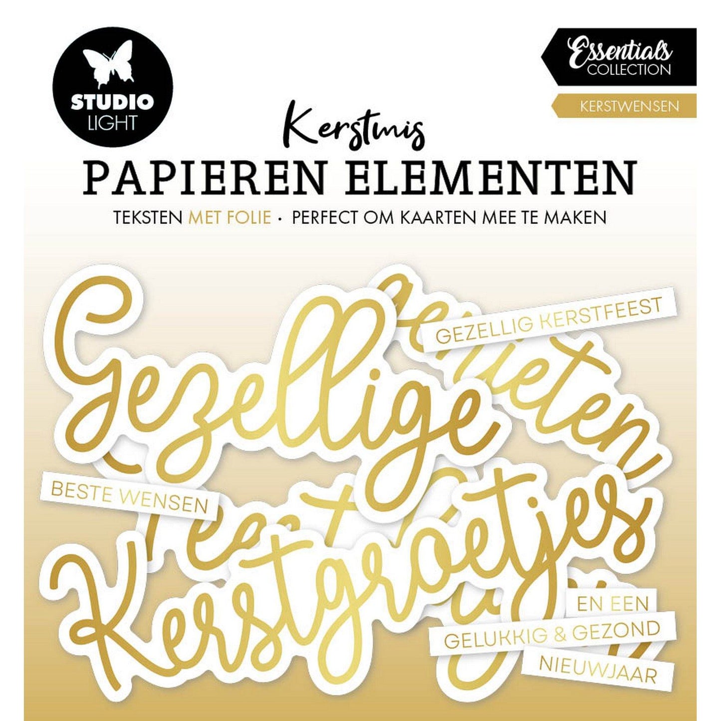 Studio light • essentials paper elements golden kerstwensen