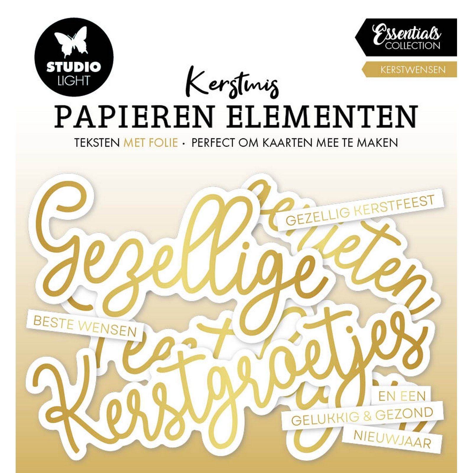 Studio light • essentials paper elements golden kerstwensen