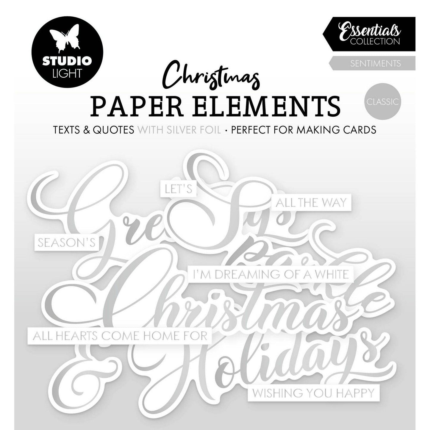 Studio light • essentials paper elements silver sentiments classic