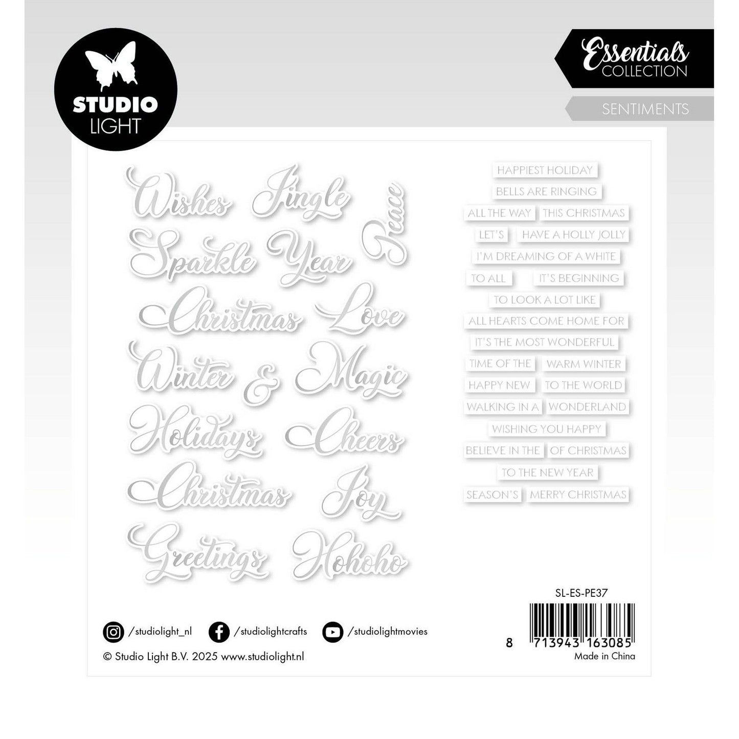 Studio light • essentials paper elements silver sentiments classic