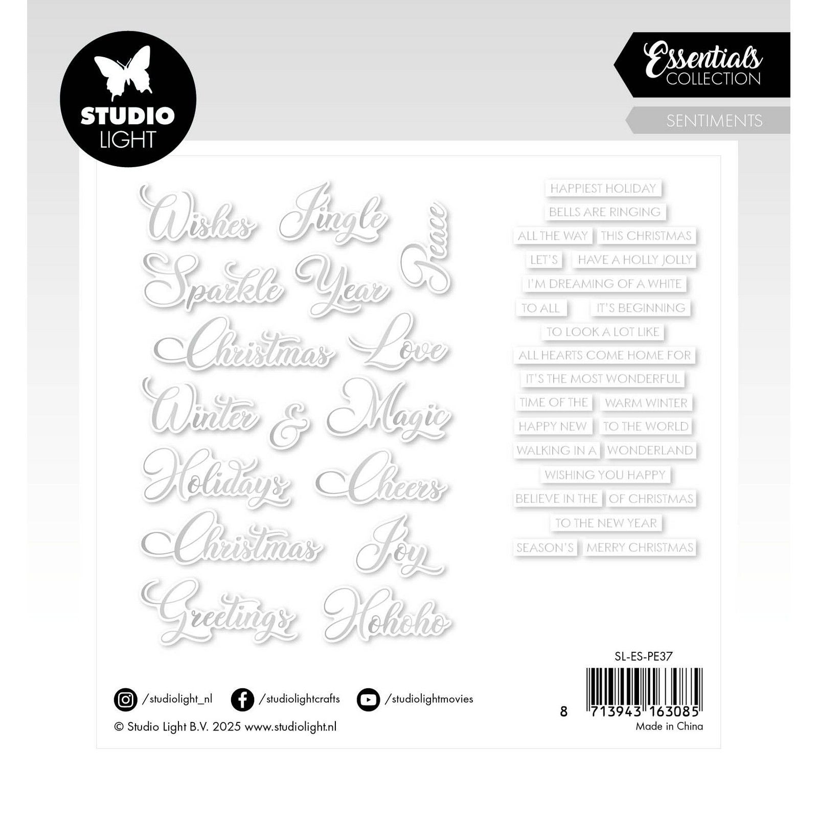 Studio light • essentials paper elements silver sentiments classic