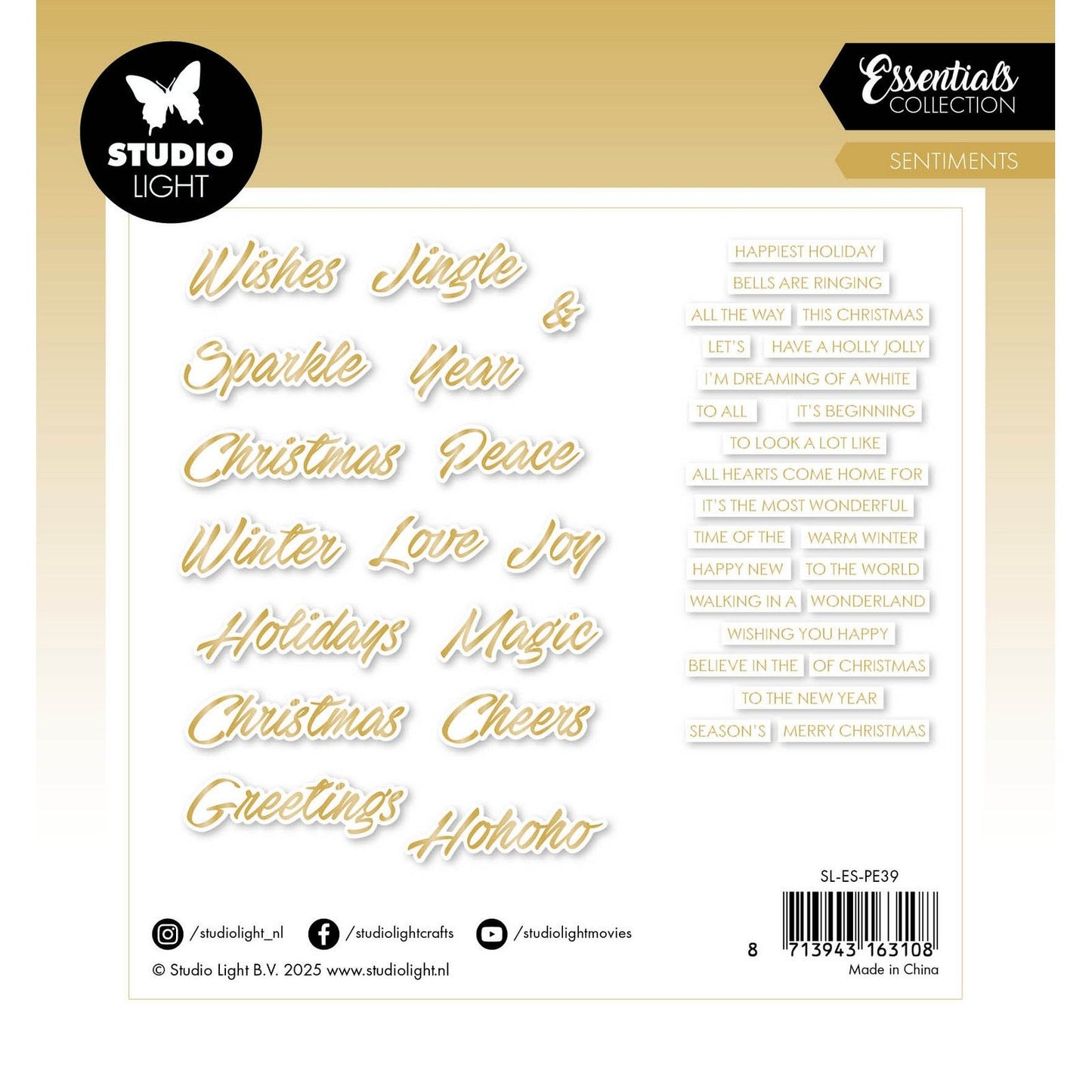 Studio light • essentials paper elements gold sentiments trendy