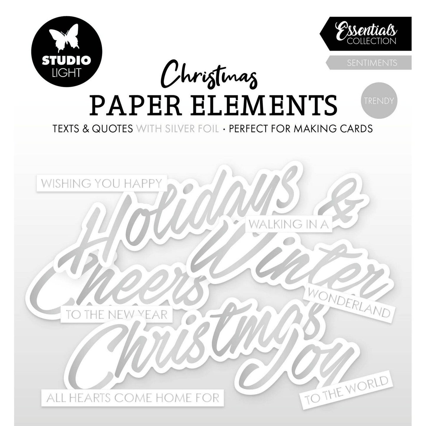 Studio light • essentials paper elements silver sentiments trendy