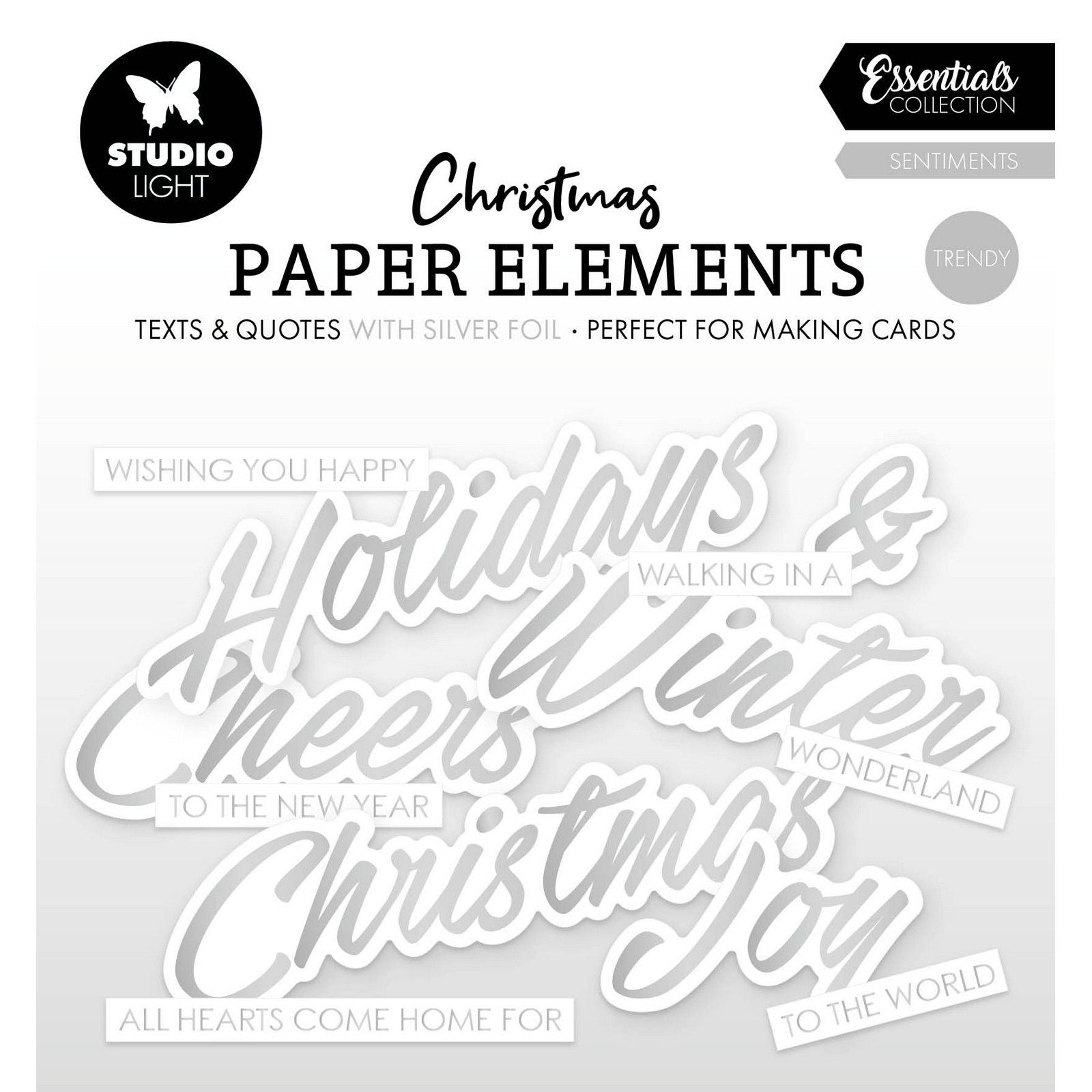 Studio light • essentials paper elements silver sentiments trendy