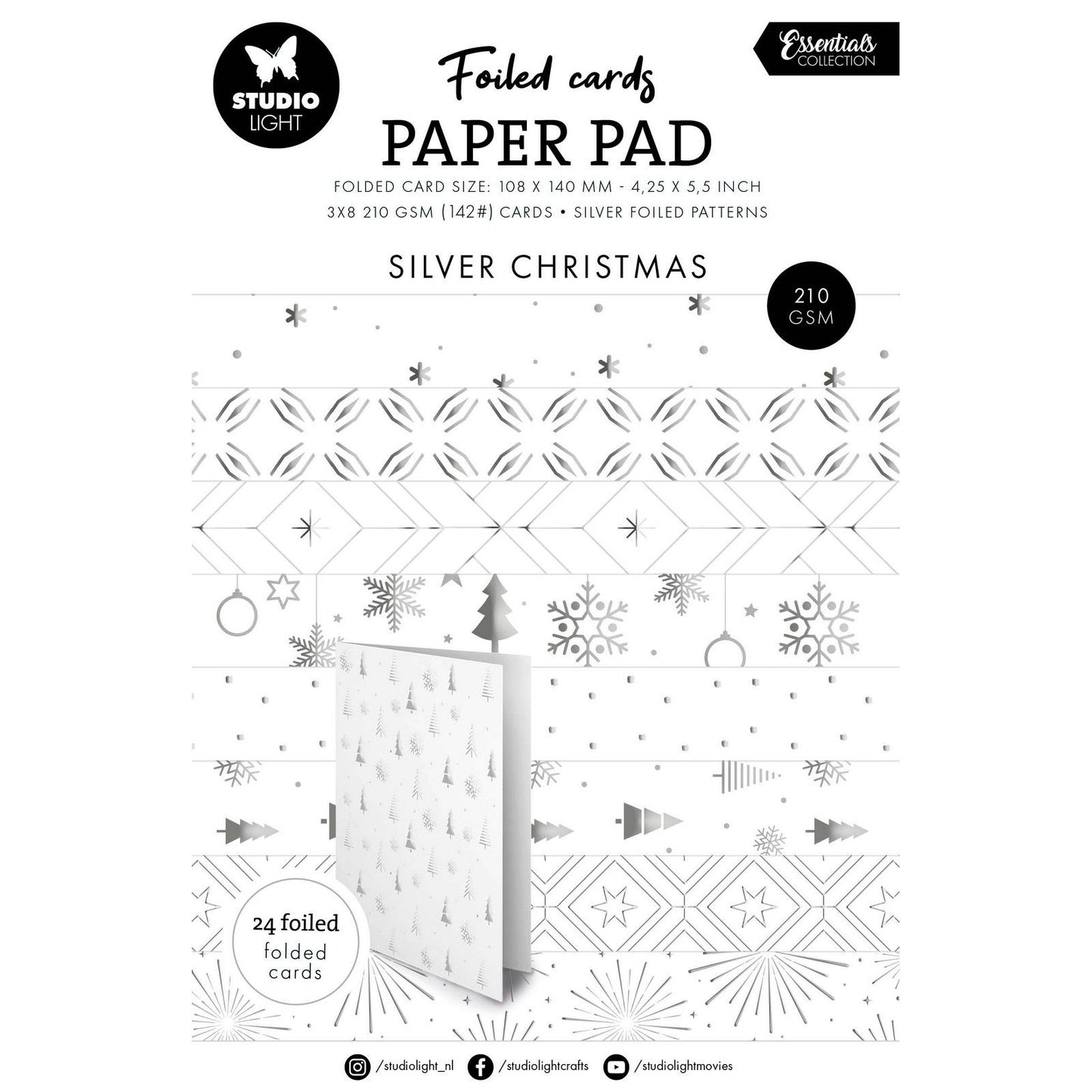 Studio light • essentials foiled cards silver patterns
