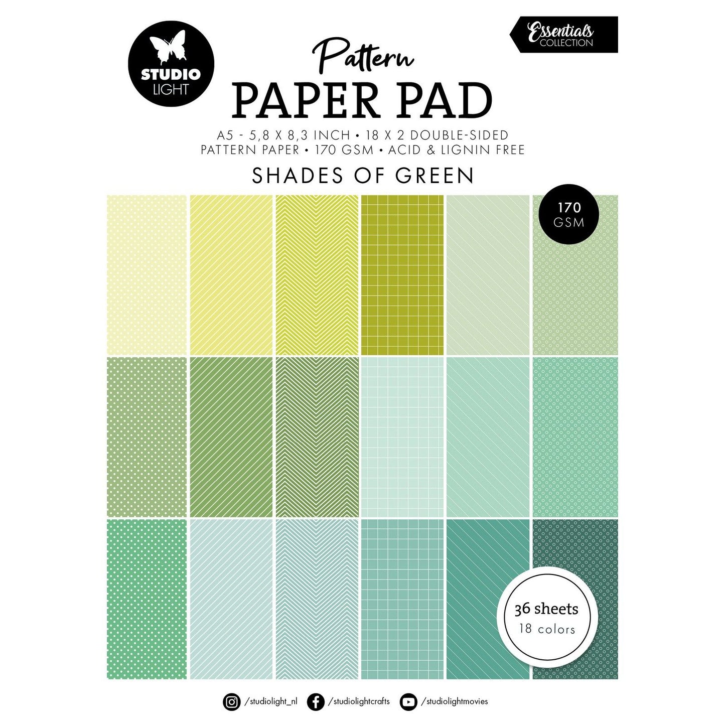 Studio light • essentials pattern paper pad shades of green