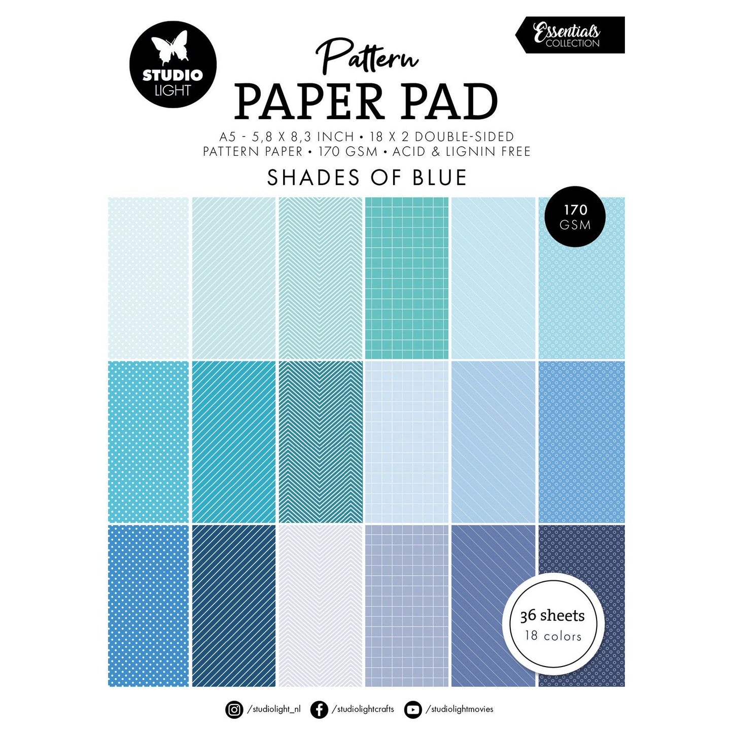 Studio light • essentials pattern paper pad shades of blue