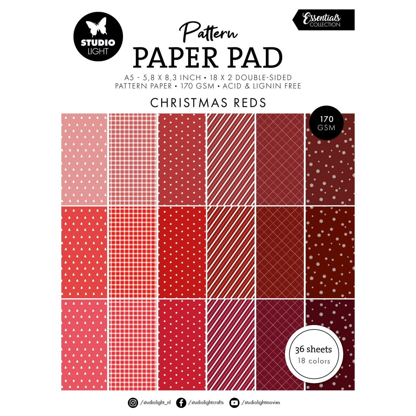 Studio light • essentials pattern paper pad christmas reds