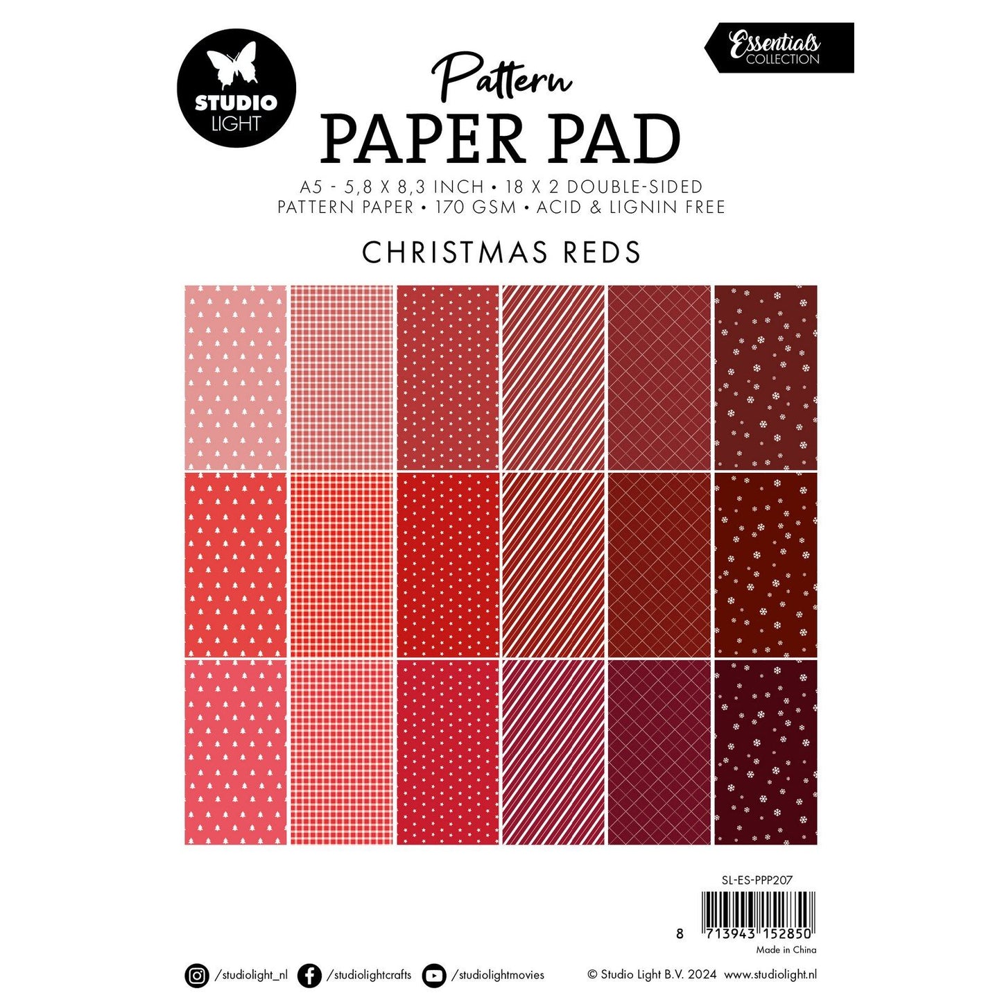 Studio light • essentials pattern paper pad christmas reds