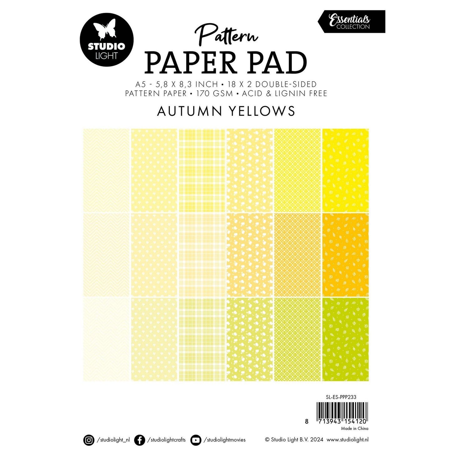 Studio light • essentials pattern paper pad shades of yellow