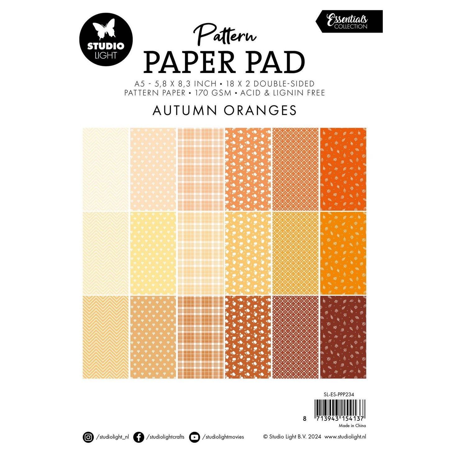 Studio light • essentials pattern paper pad shades of oranje