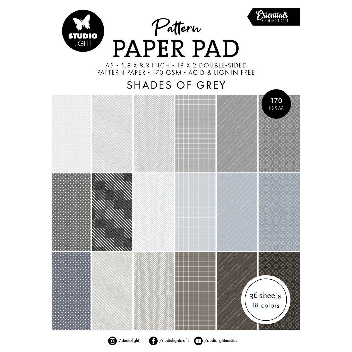 Studio light • essentials pattern paper pad shades of grey