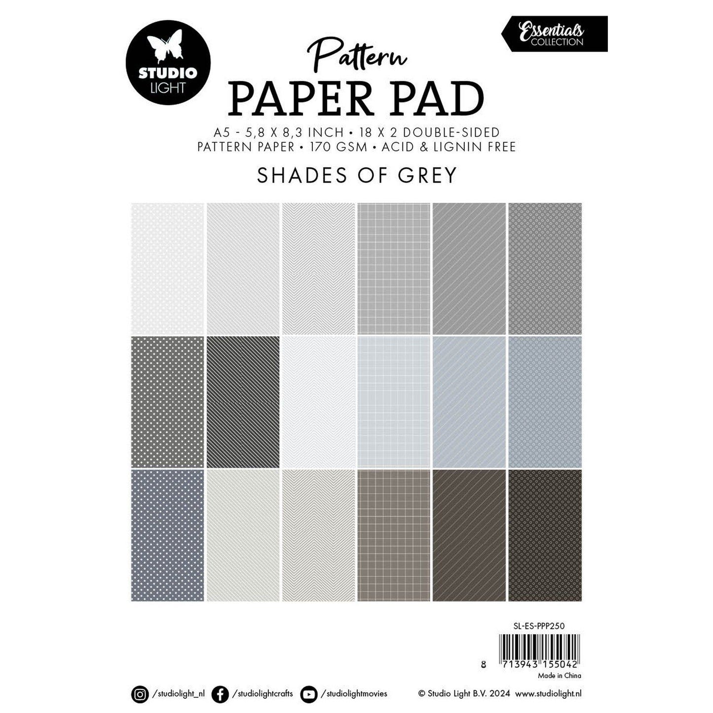 Studio light • essentials pattern paper pad shades of grey