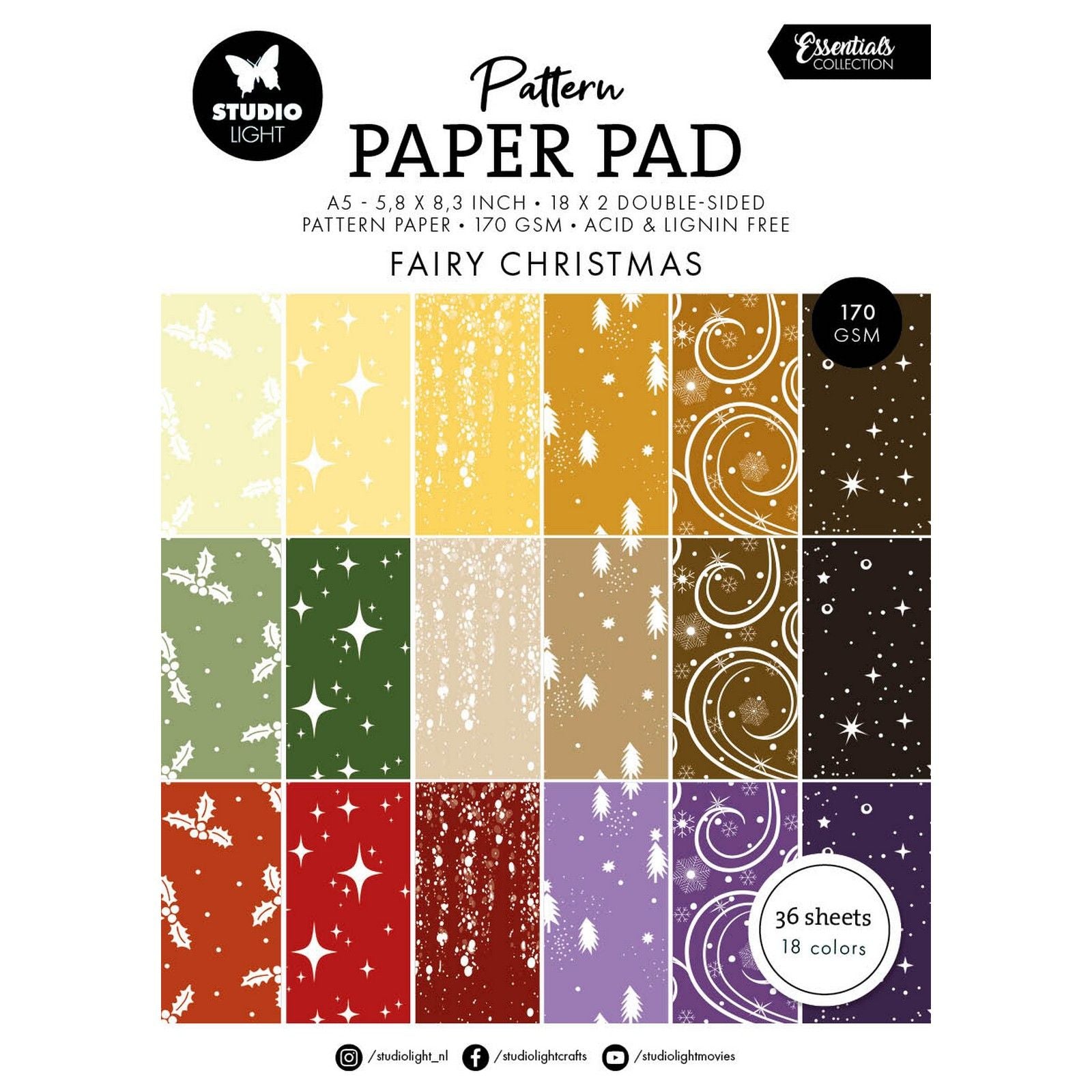 Studio light • essentials pattern paper pad fairy christmas