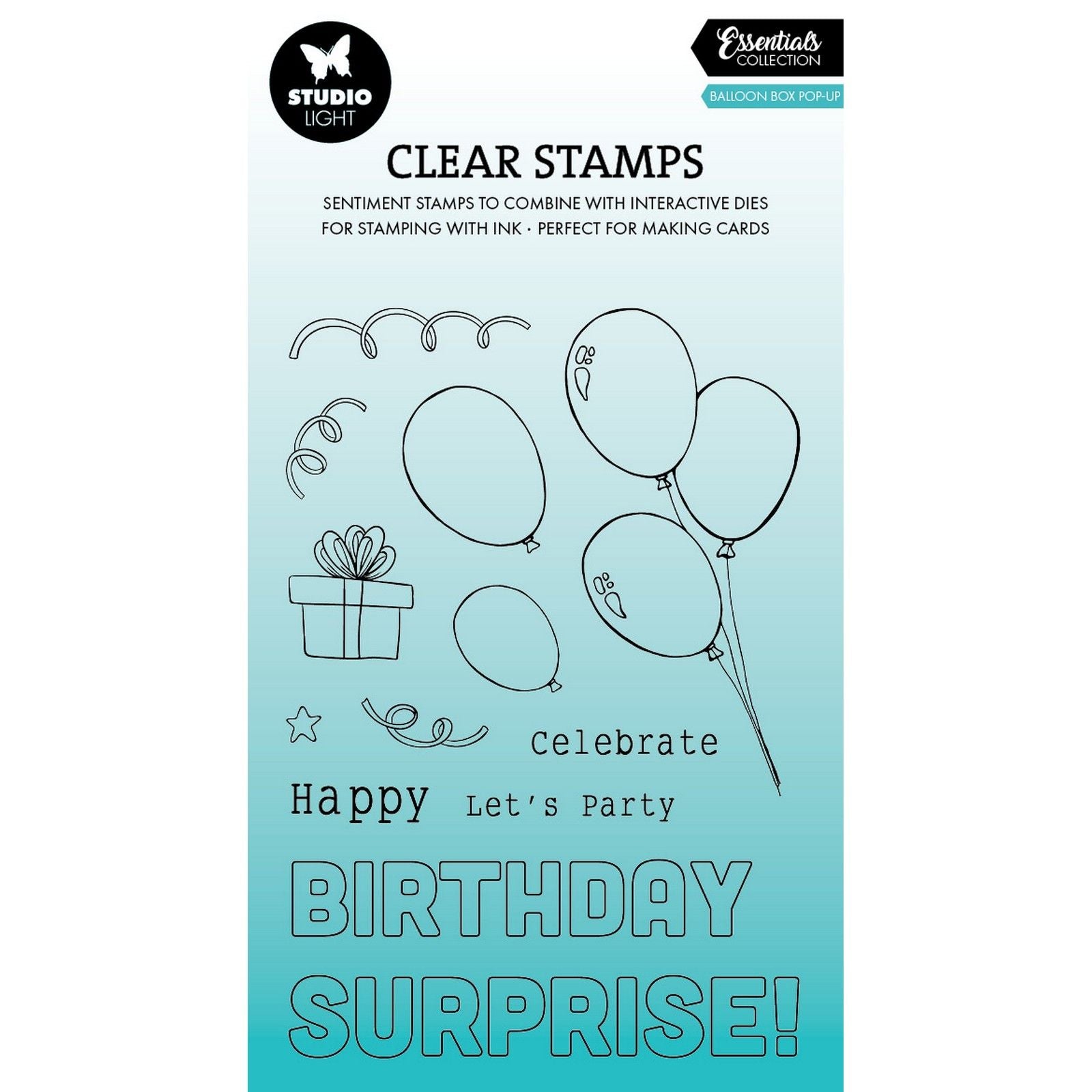Studio light • essentials clear stamps balloon box pop-up