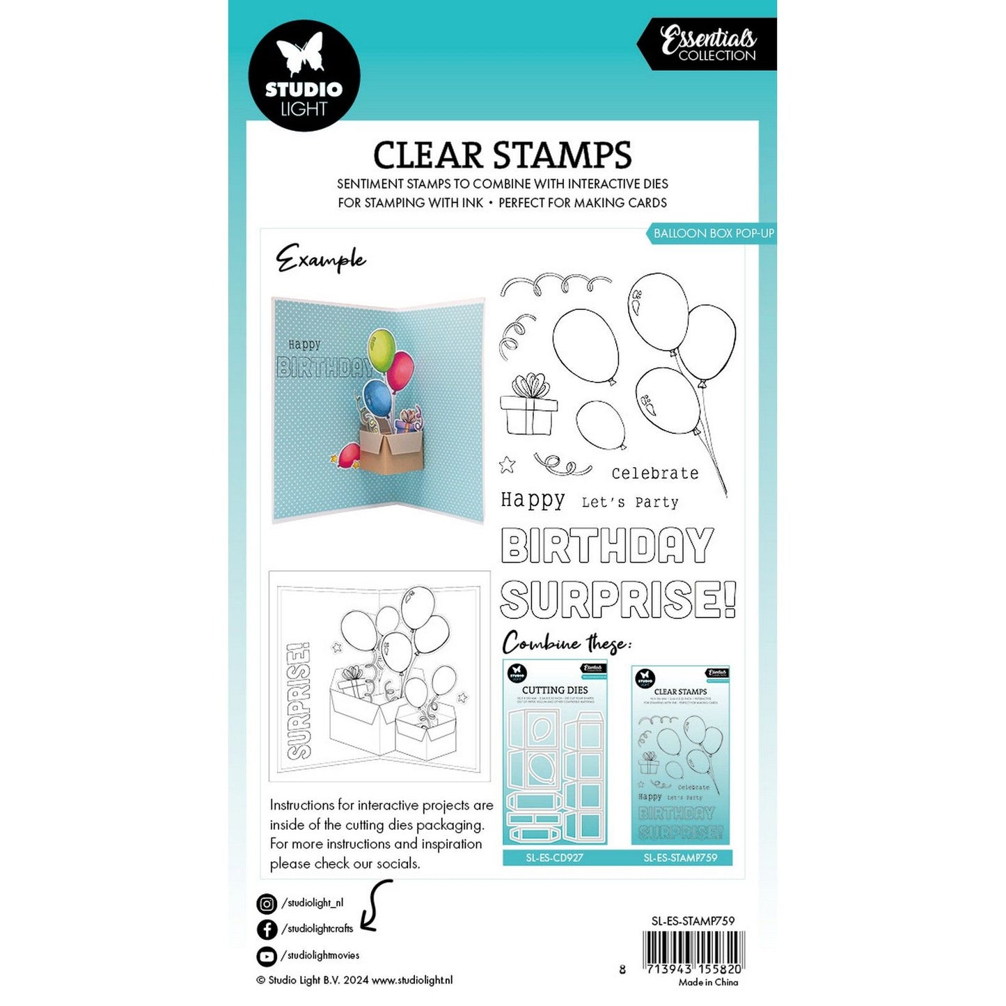 Studio light • essentials clear stamps balloon box pop-up