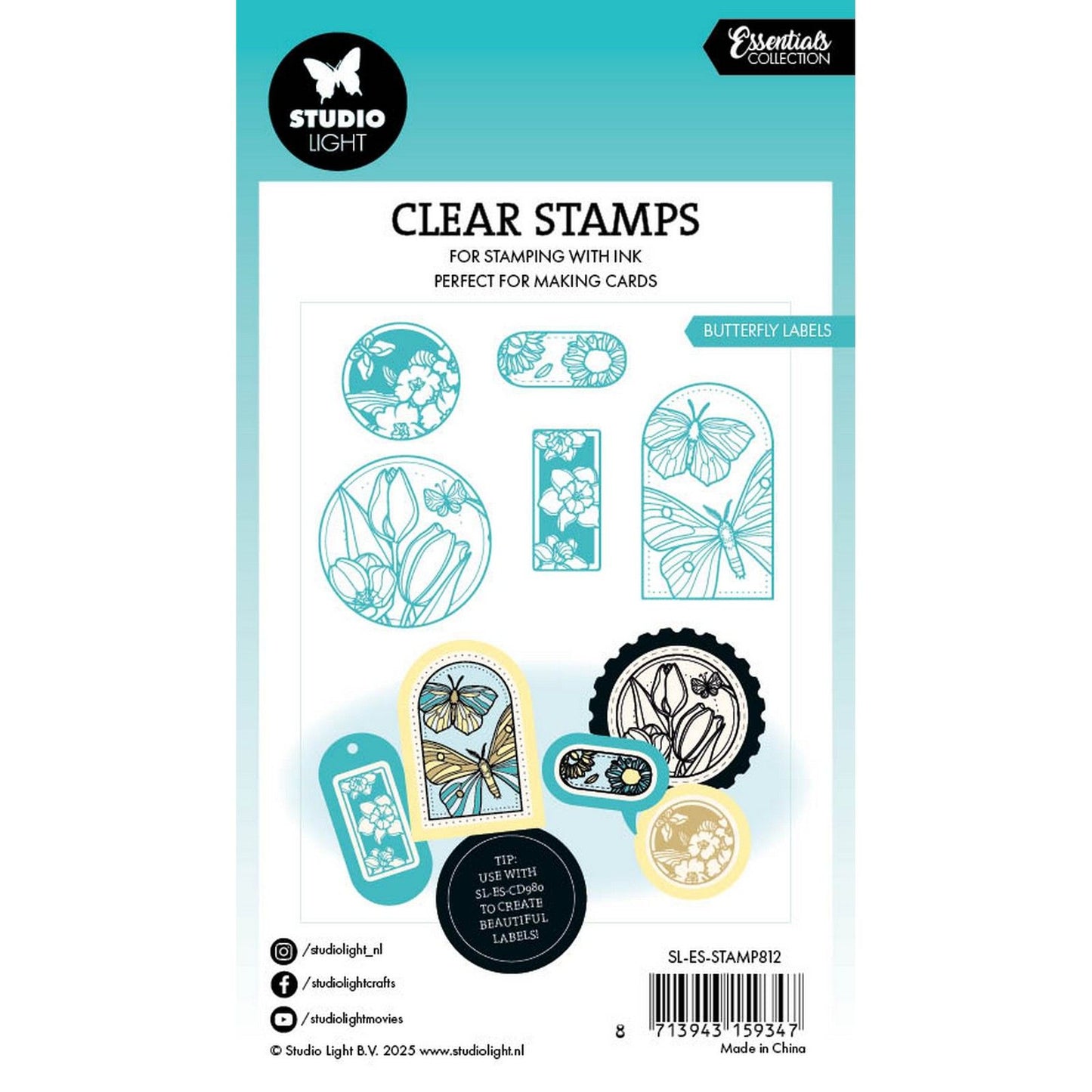 Studio light • essentials clear stamp butterfly labels