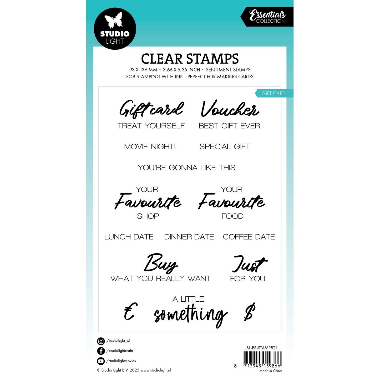 Studio light • essentials clear stamp gift card