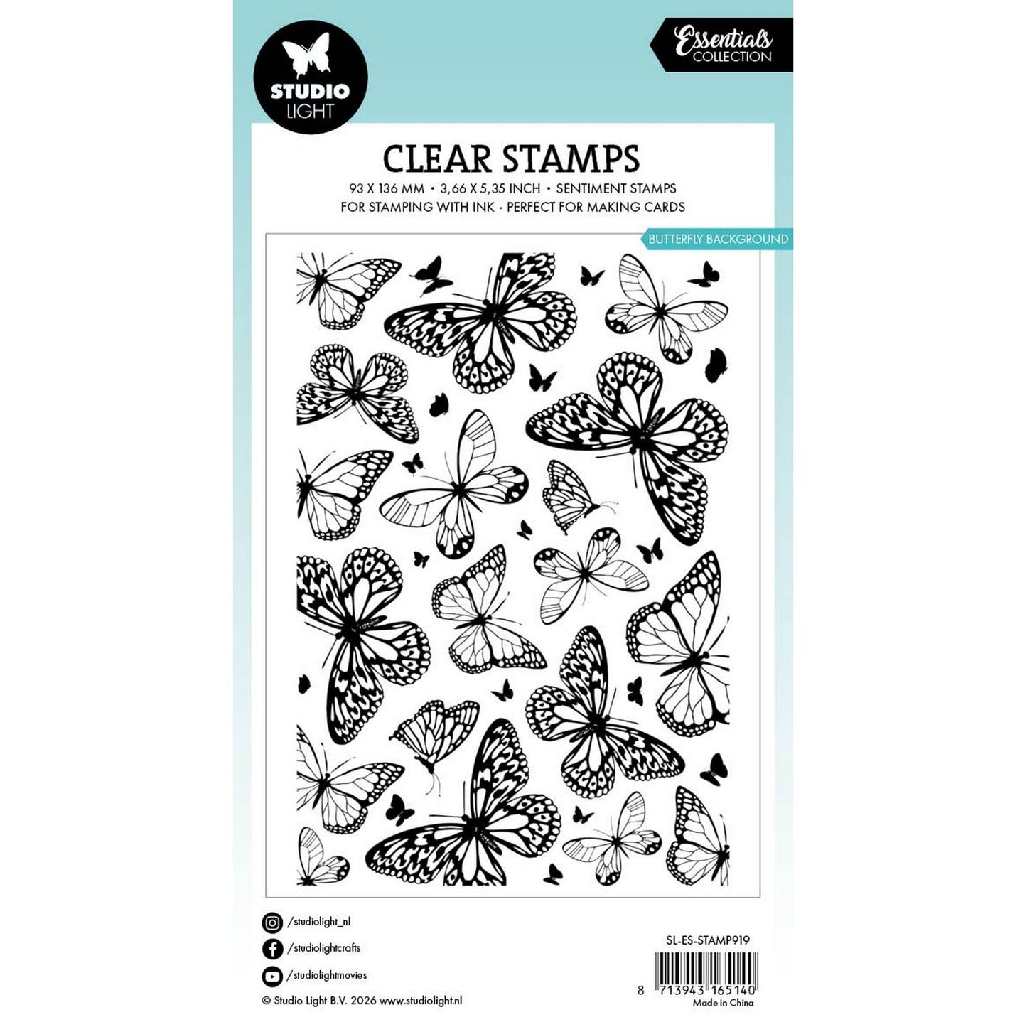 Studio light • essentials clear stamp butterflies background