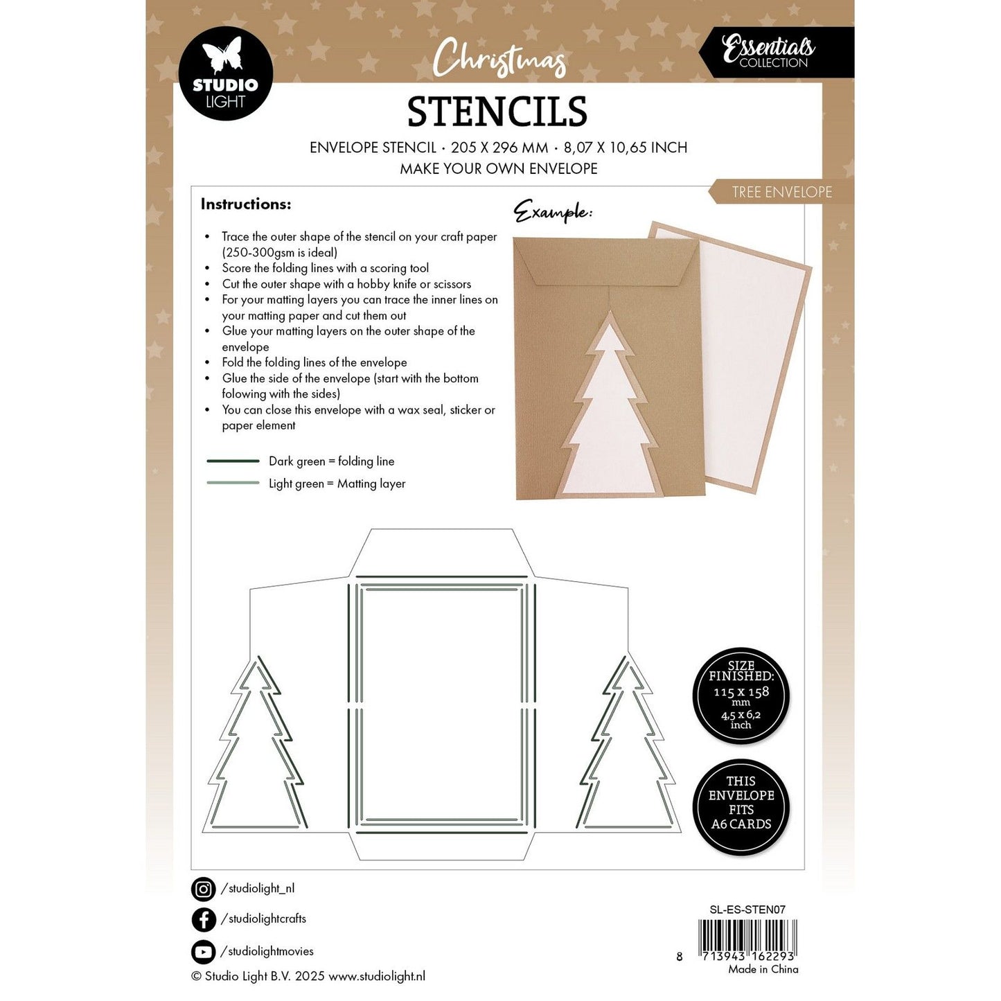 Studio light • essentials stencil tree envelope