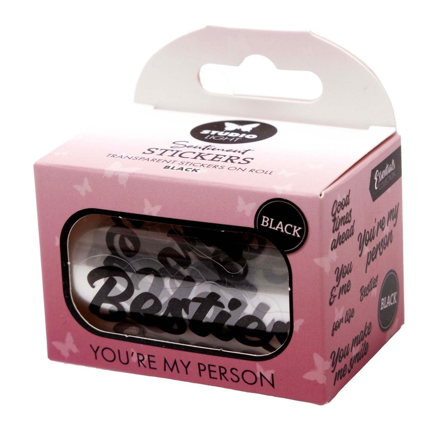 Studio light • essentials clear stickers black you're my person
