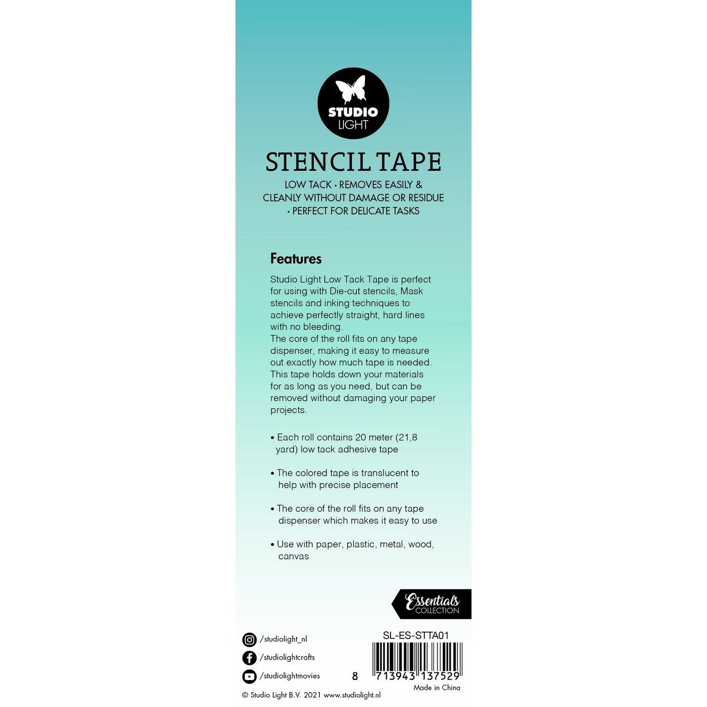 Studio light • essential tools stencil tape low tack 15mm wide 3pcs