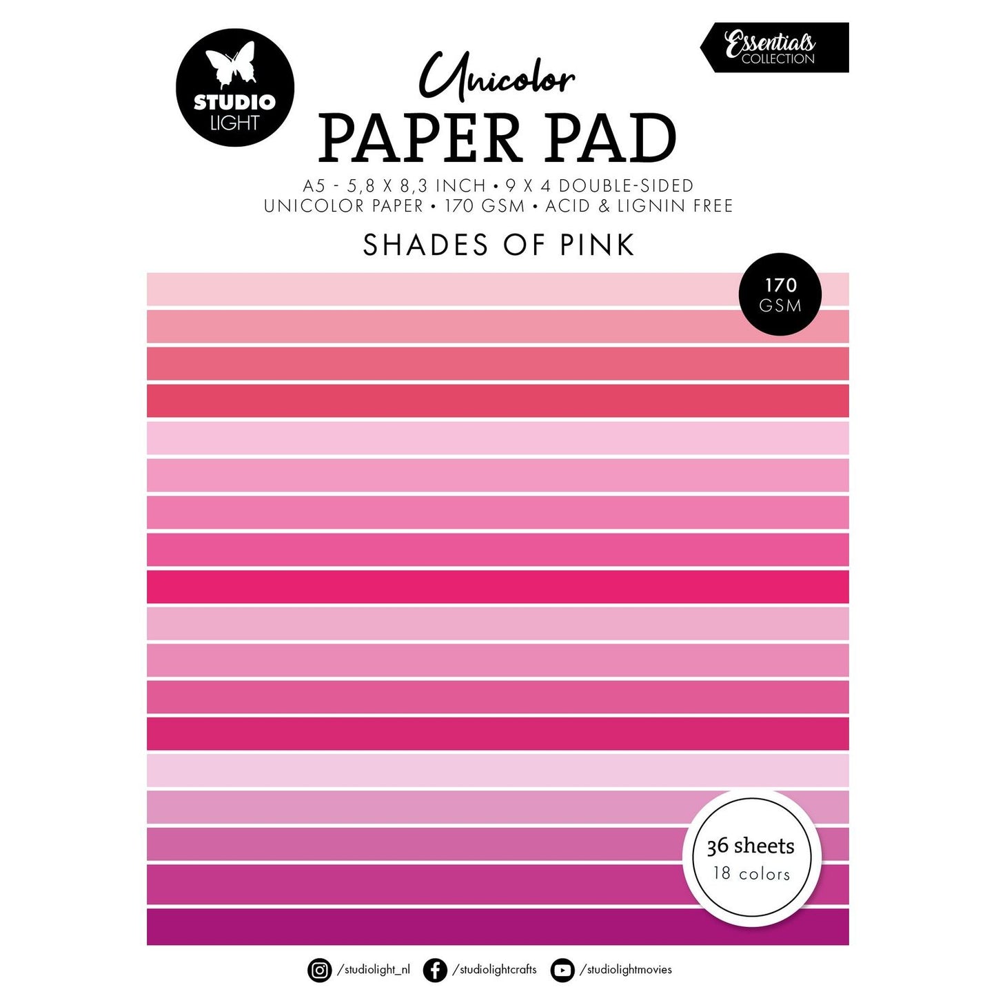 Studio light • essentials unicolor paper pad shades of pink