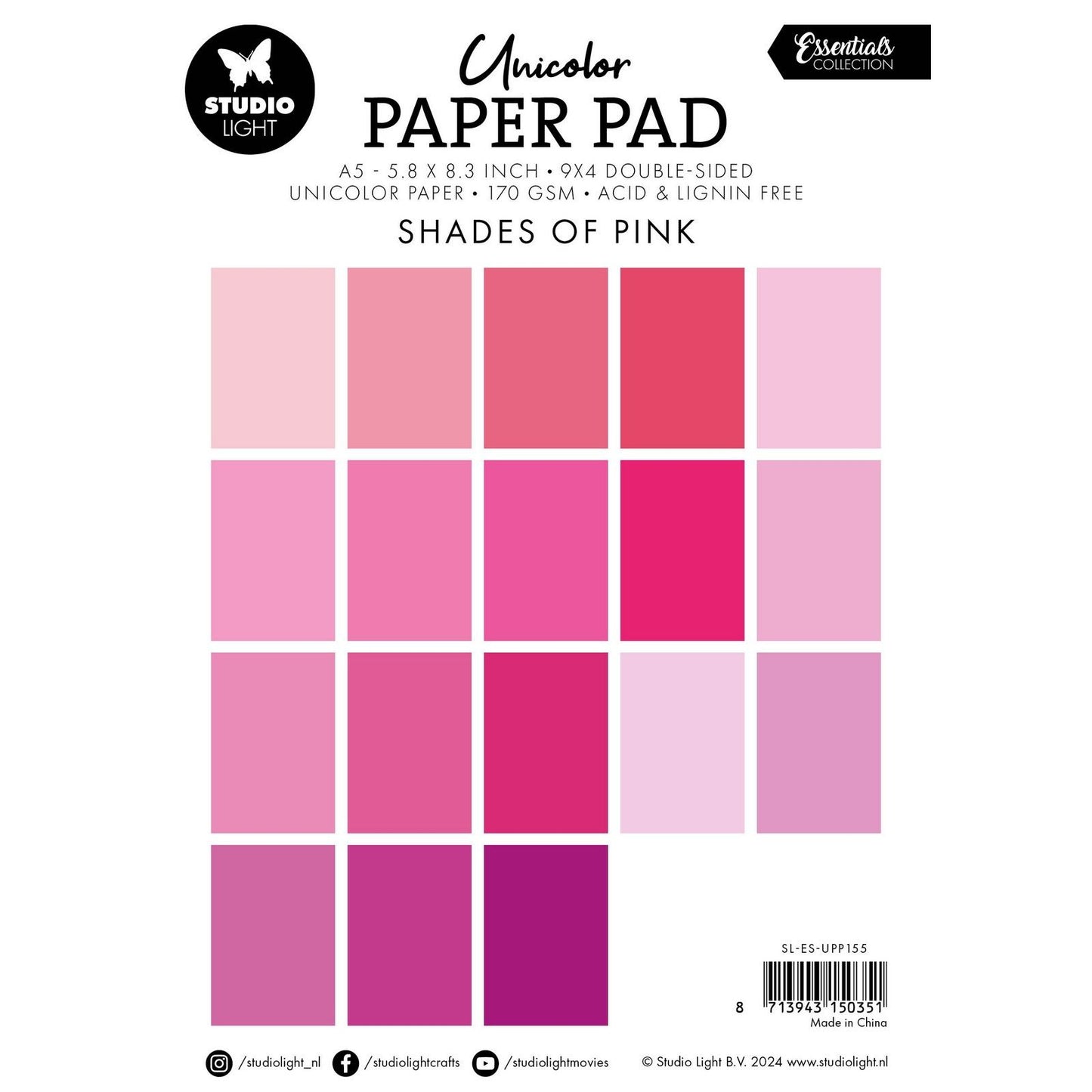 Studio light • essentials unicolor paper pad shades of pink