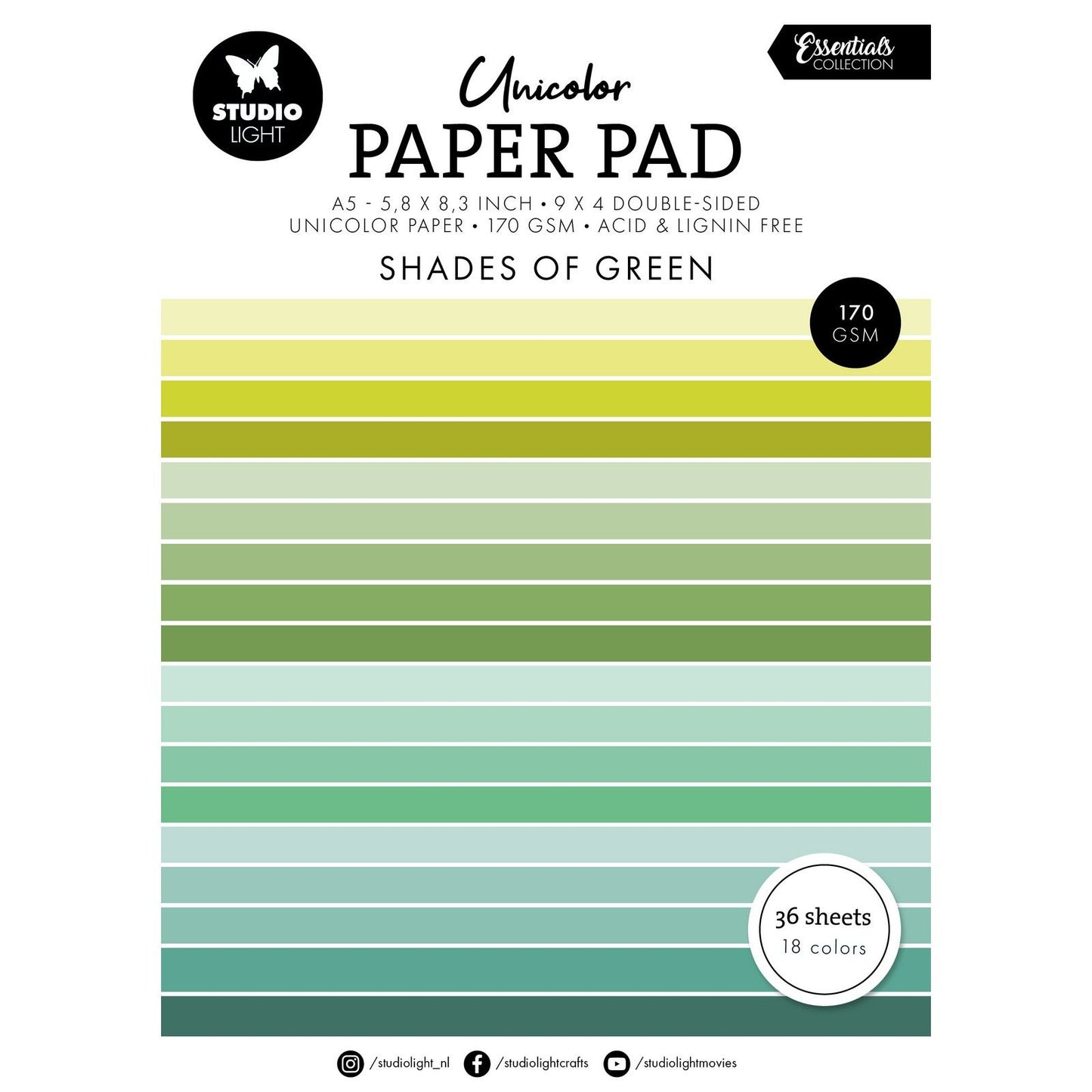 Studio light • essentials unicolor paper pad shades of green