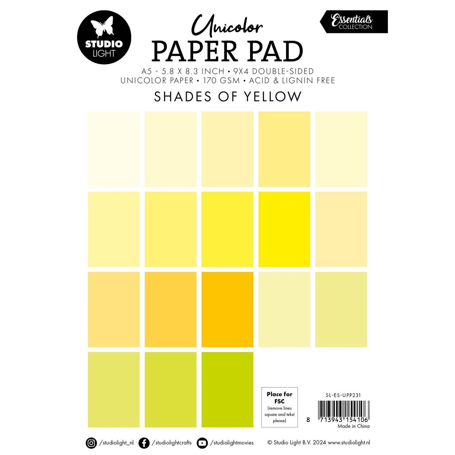 Studio light • essentials unicolor paper pad shades of yellow