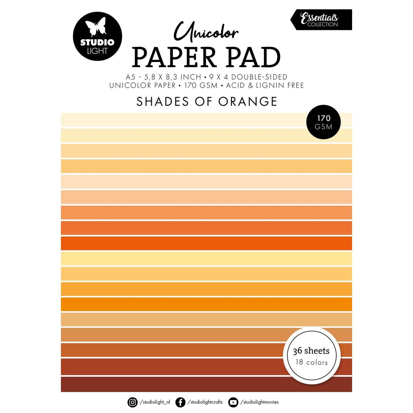 Studio light • essentials unicolor paper pad shades of orange