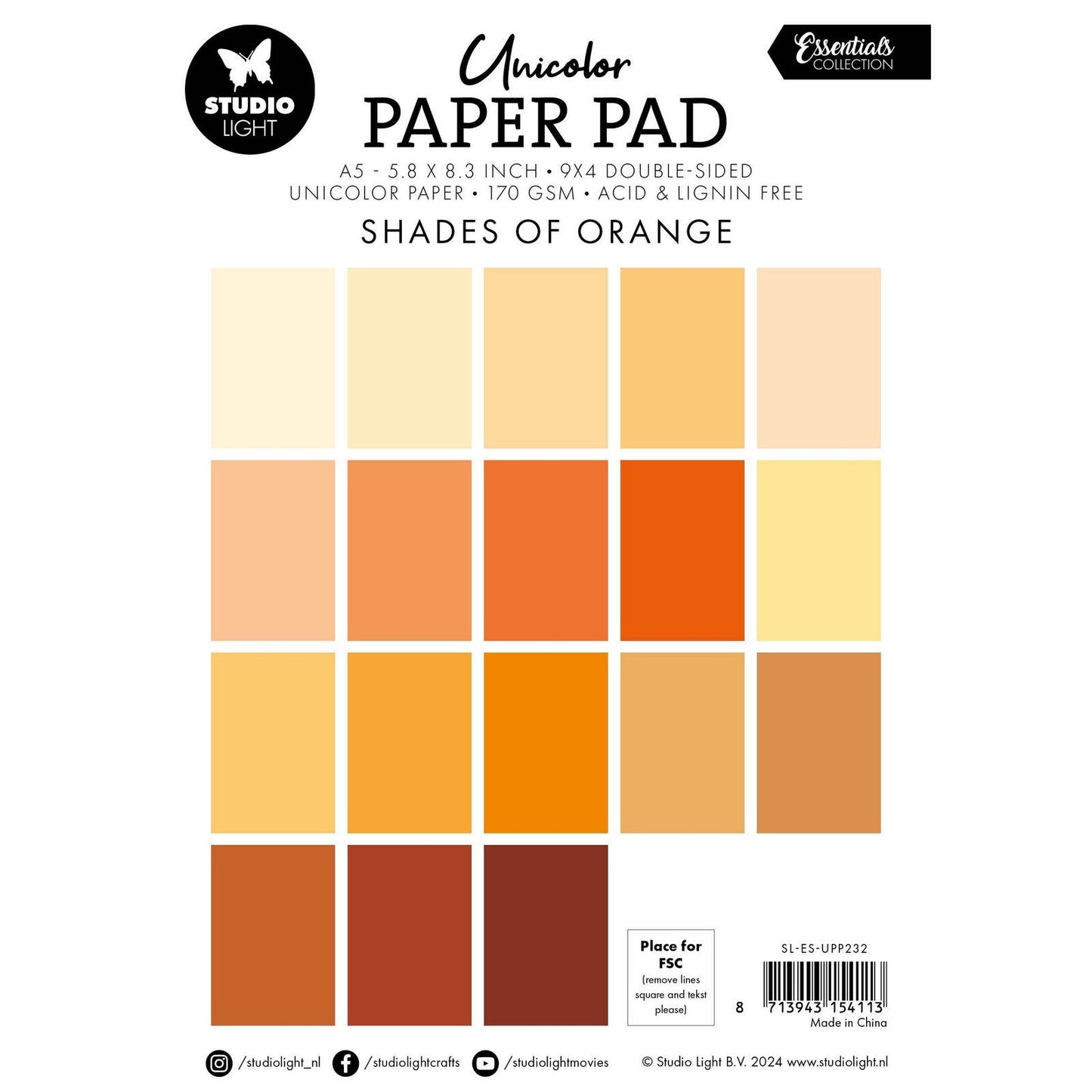 Studio light • essentials unicolor paper pad shades of orange