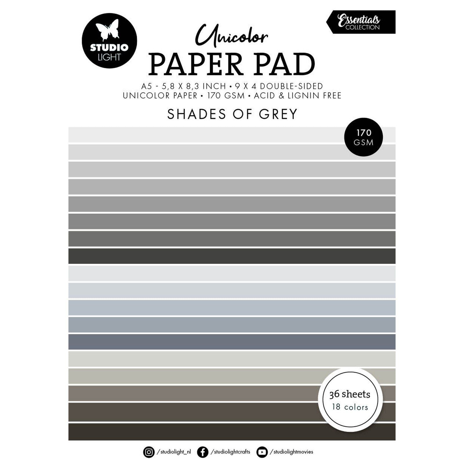 Studio light • essentials unicolor paper pad shades of grey