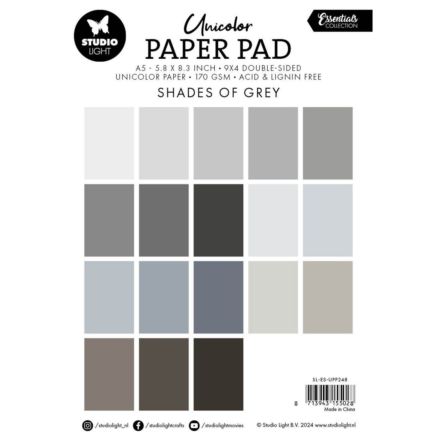 Studio light • essentials unicolor paper pad shades of grey
