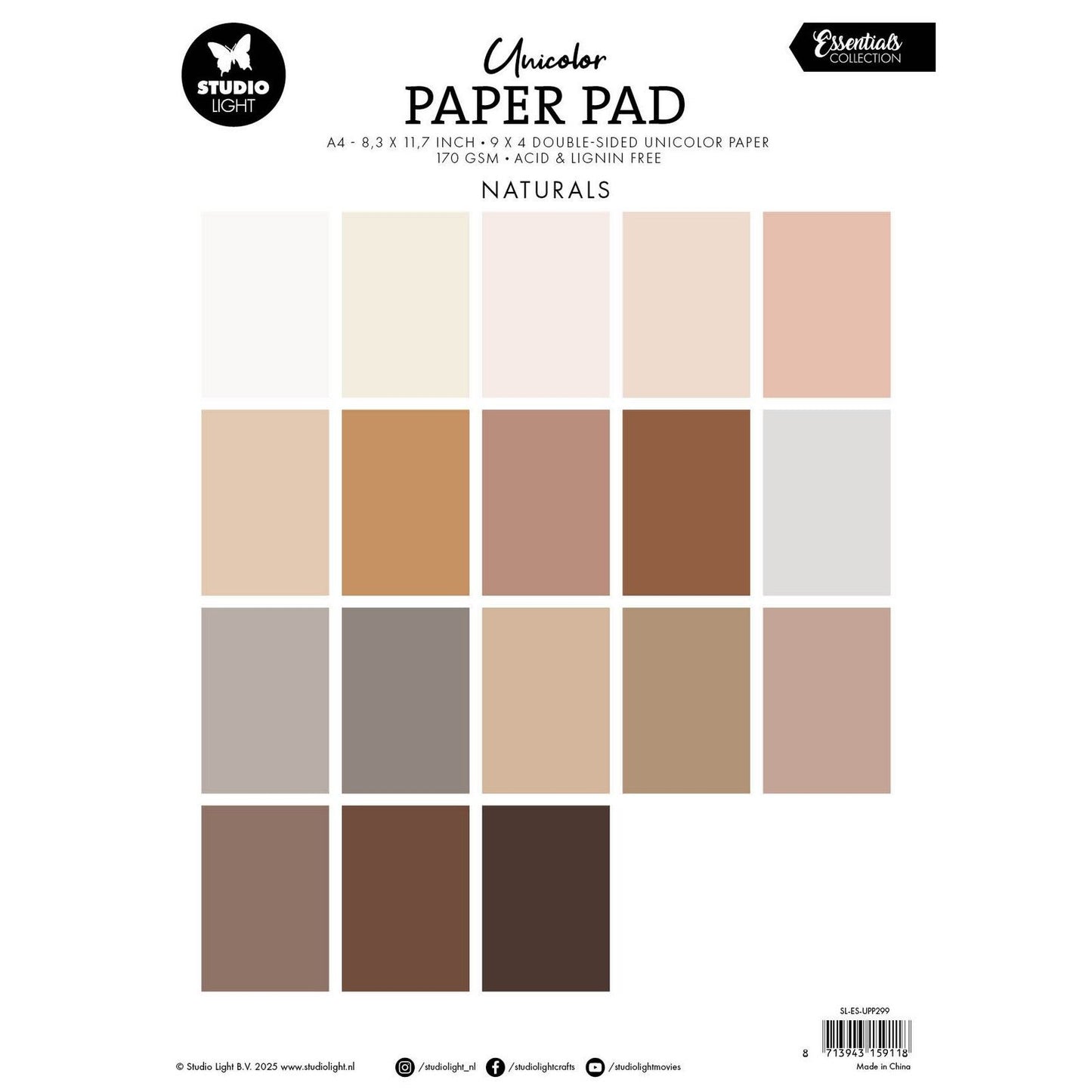 Studio light • essentials unicolor paper pad naturels tones