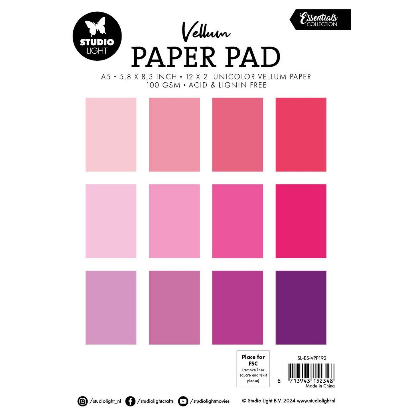 Studio light • essentials vellum paper pad unicolor paper