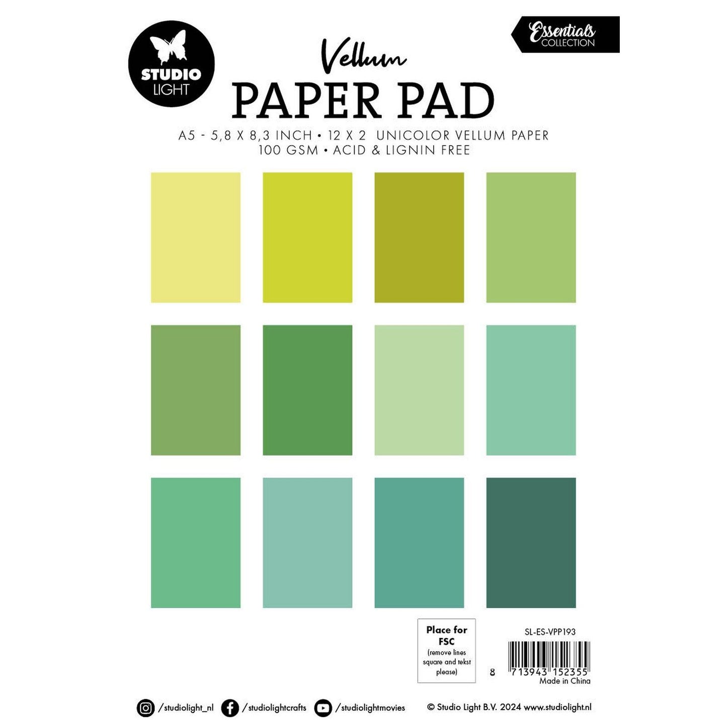 Studio light • essentials vellum paper pad unicolor paper