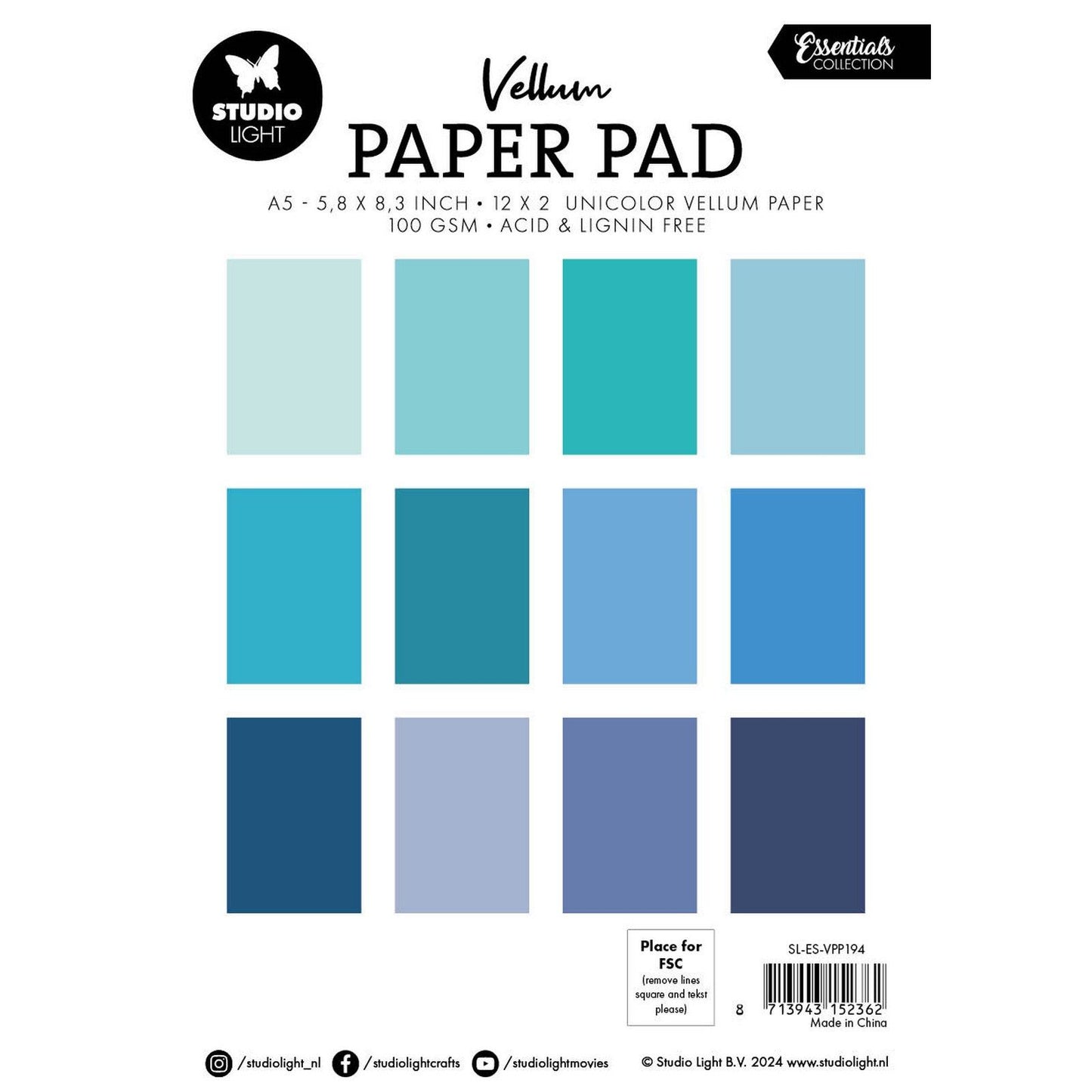 Studio light • essentials vellum paper pad unicolor paper