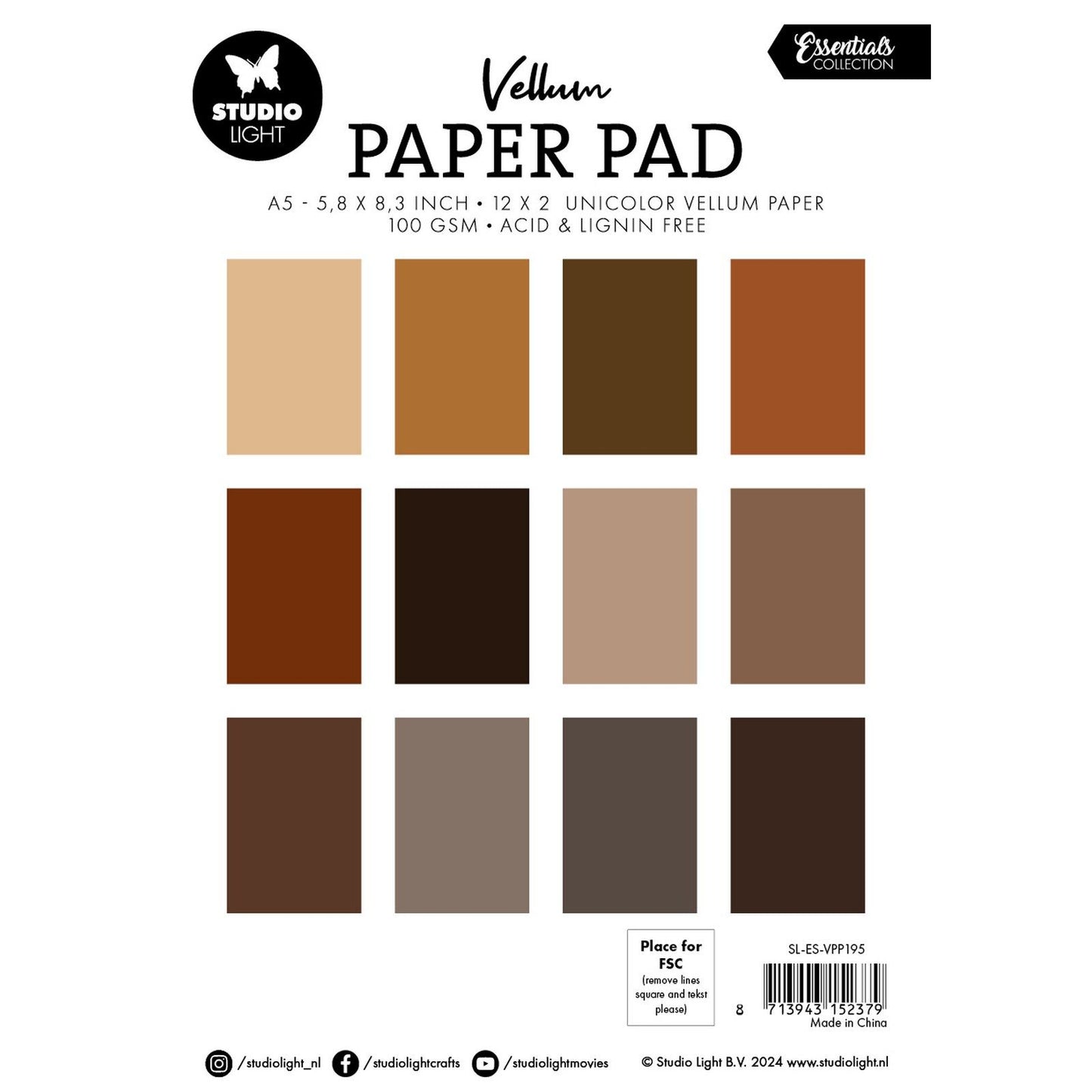 Studio light • essentials vellum paper pad unicolor paper